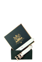Atelier Slim Logo Belt -   off white -  L