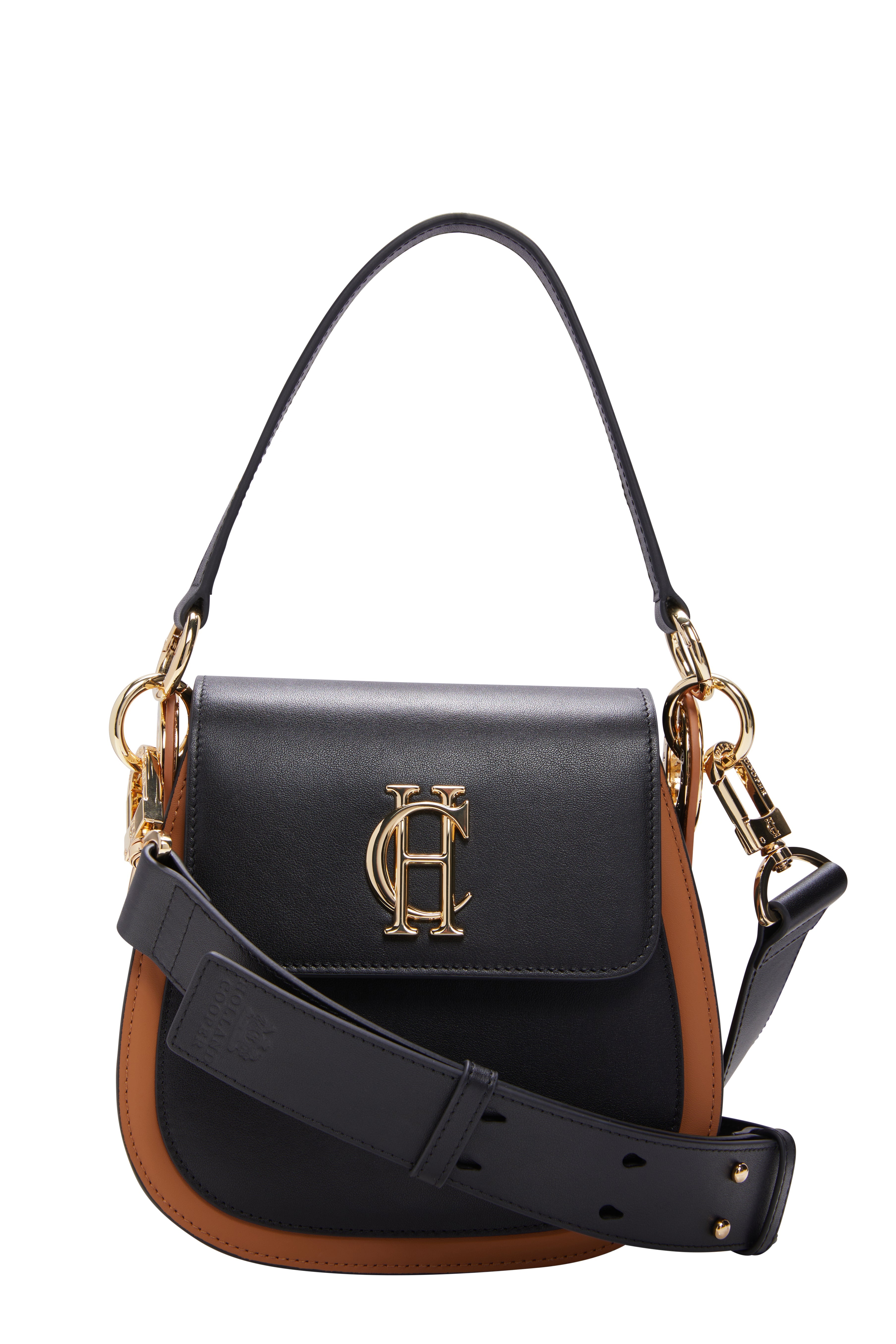 Chelsea Saddle Bag -   black tan