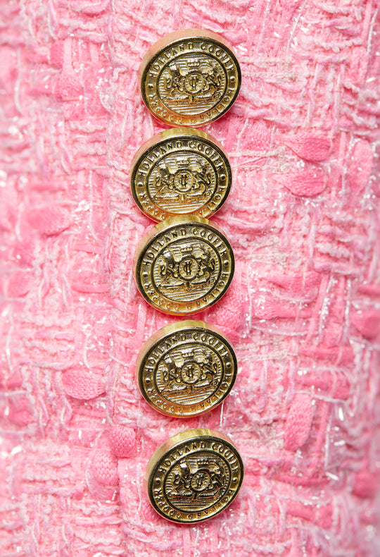 Holland Cooper Pink Pop Boucle Chelsea Jacket Boucle #Colour_Pink Pop Boucle