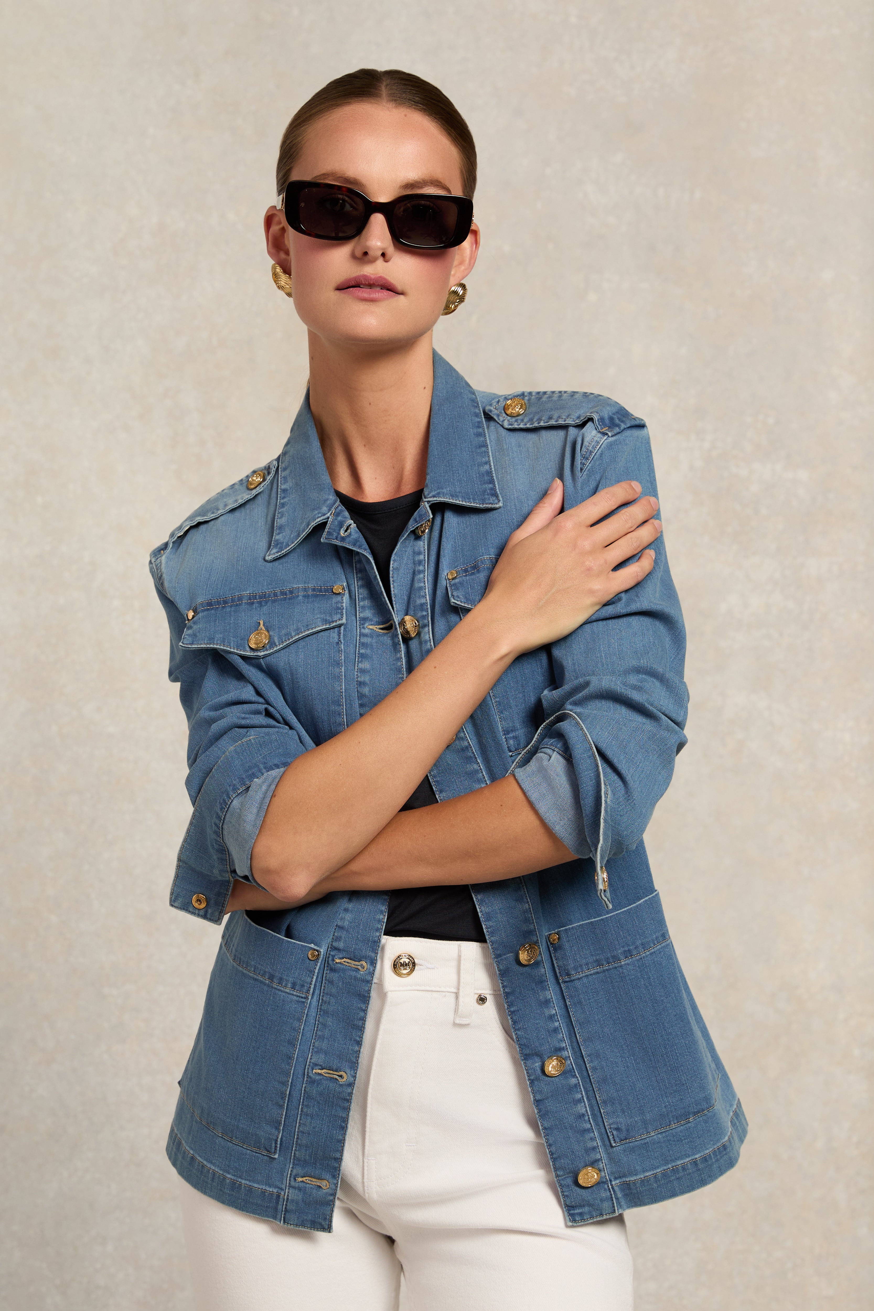 Holland Cooper Denim Artillery Jacket #Colour_Denim