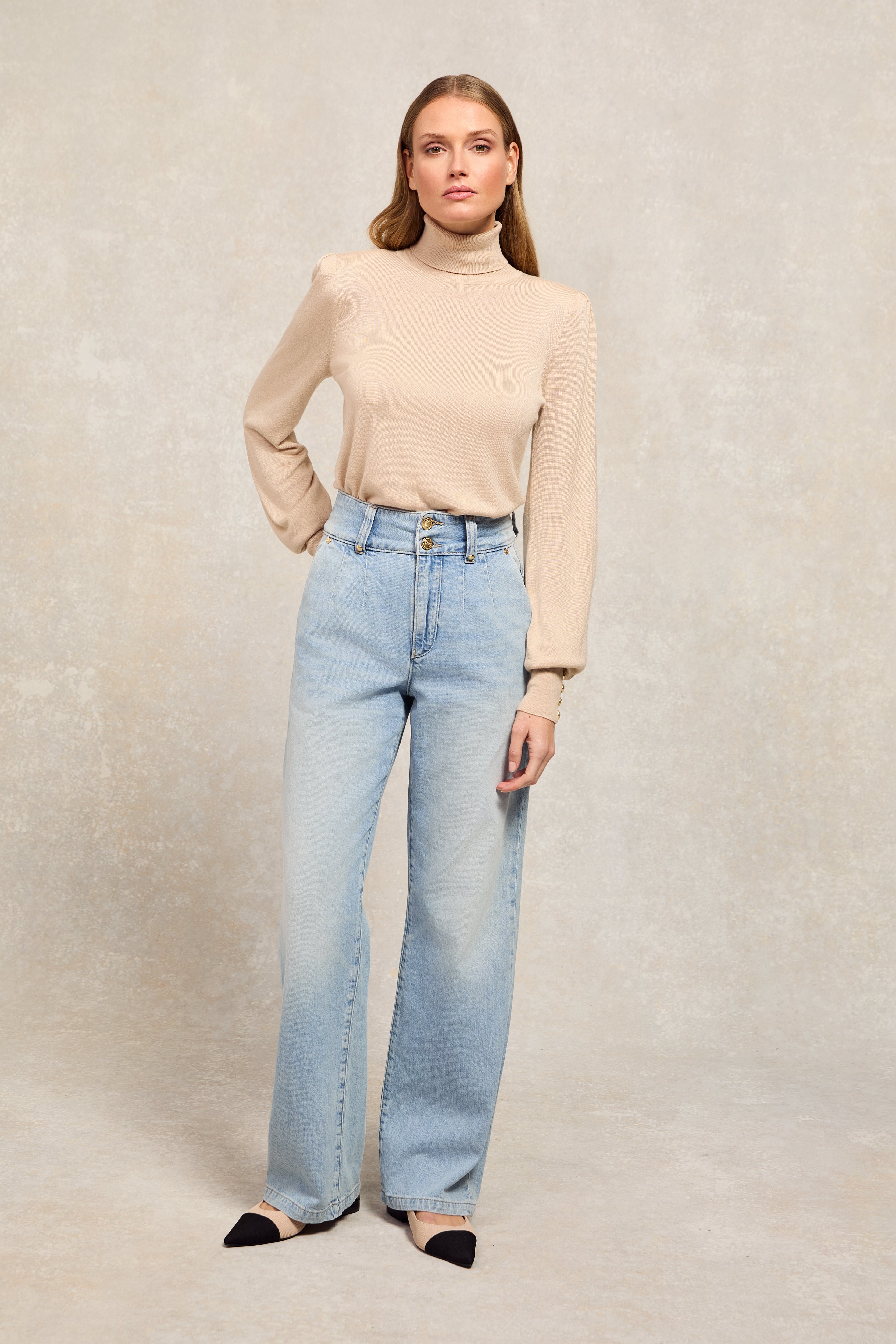 Tailored Wide Leg Jean -   vintage indigo - 16 - View 55