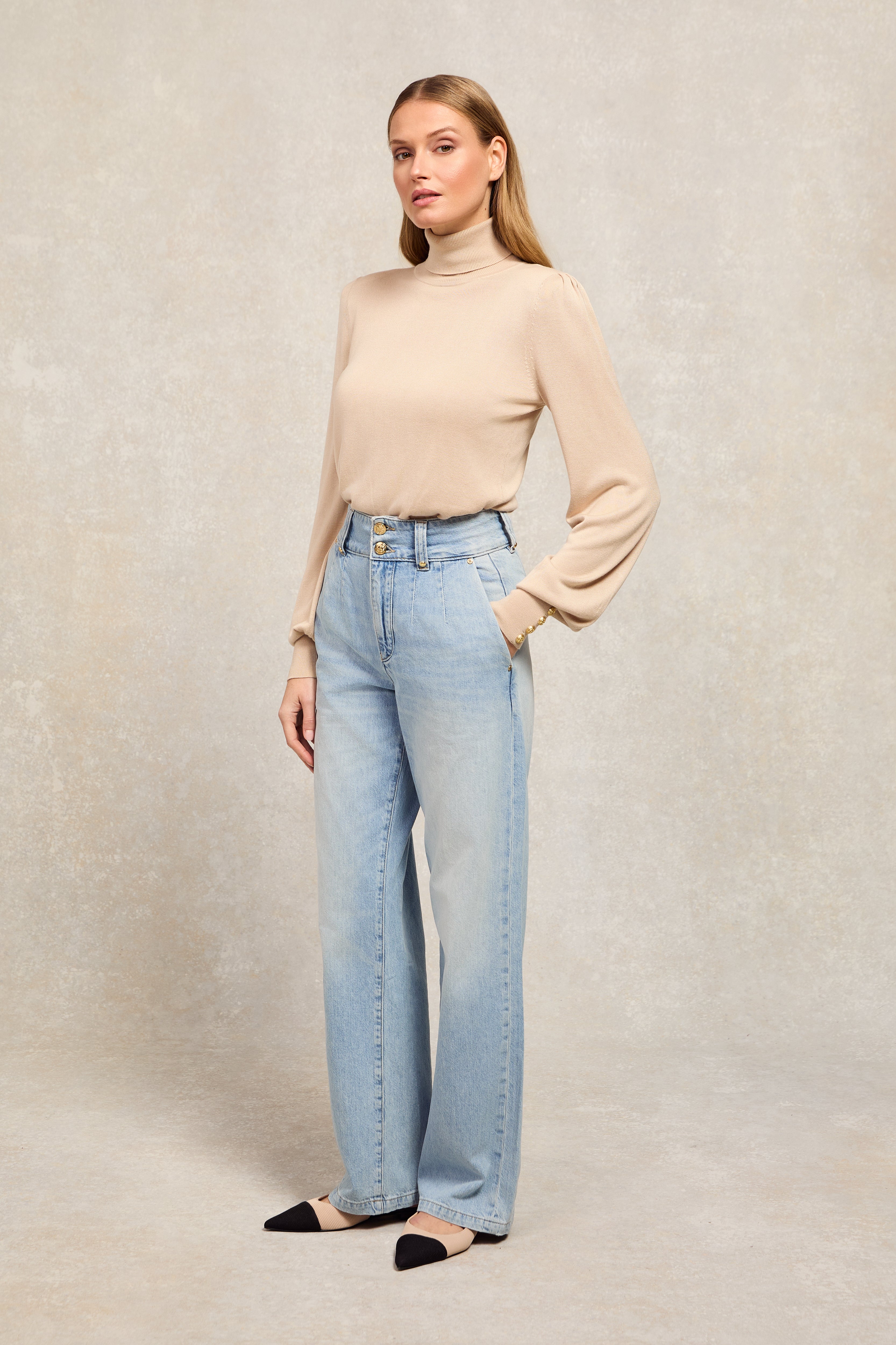 Tailored Wide Leg Jean -   vintage indigo - 16 - View 56