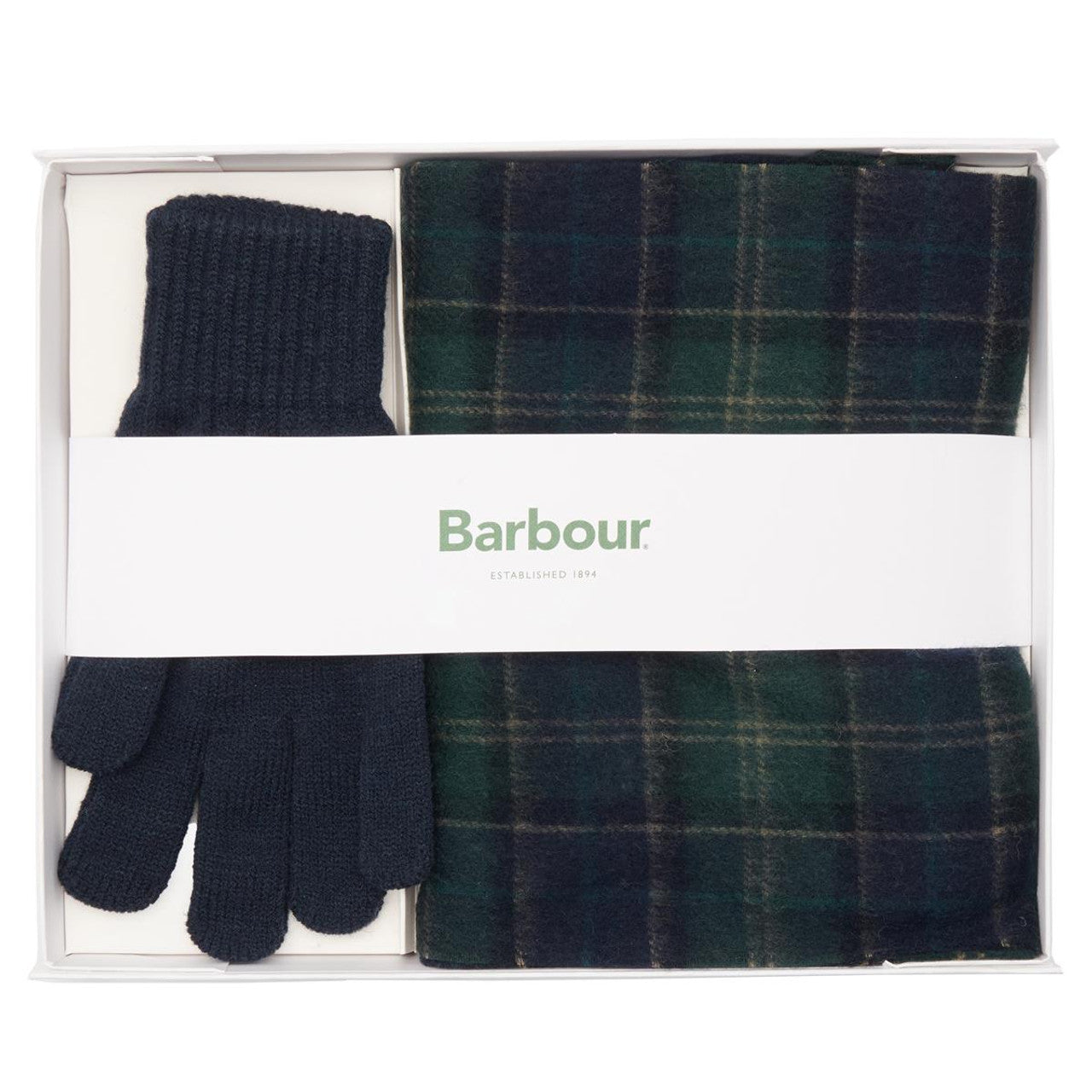 Barbour Tartan Scarf & Glove Gift Set #Colour_Green Loch