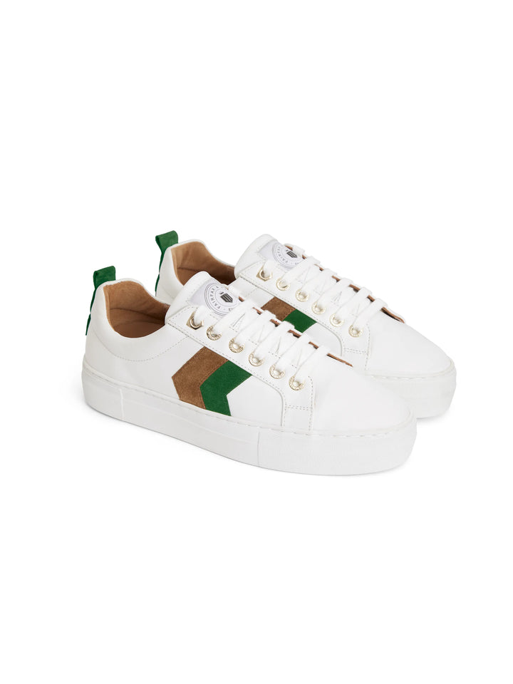 Fairfax & Favor Clover Green/Tan Platform Alexandra Trainer #Colour_Clover Green/Tan