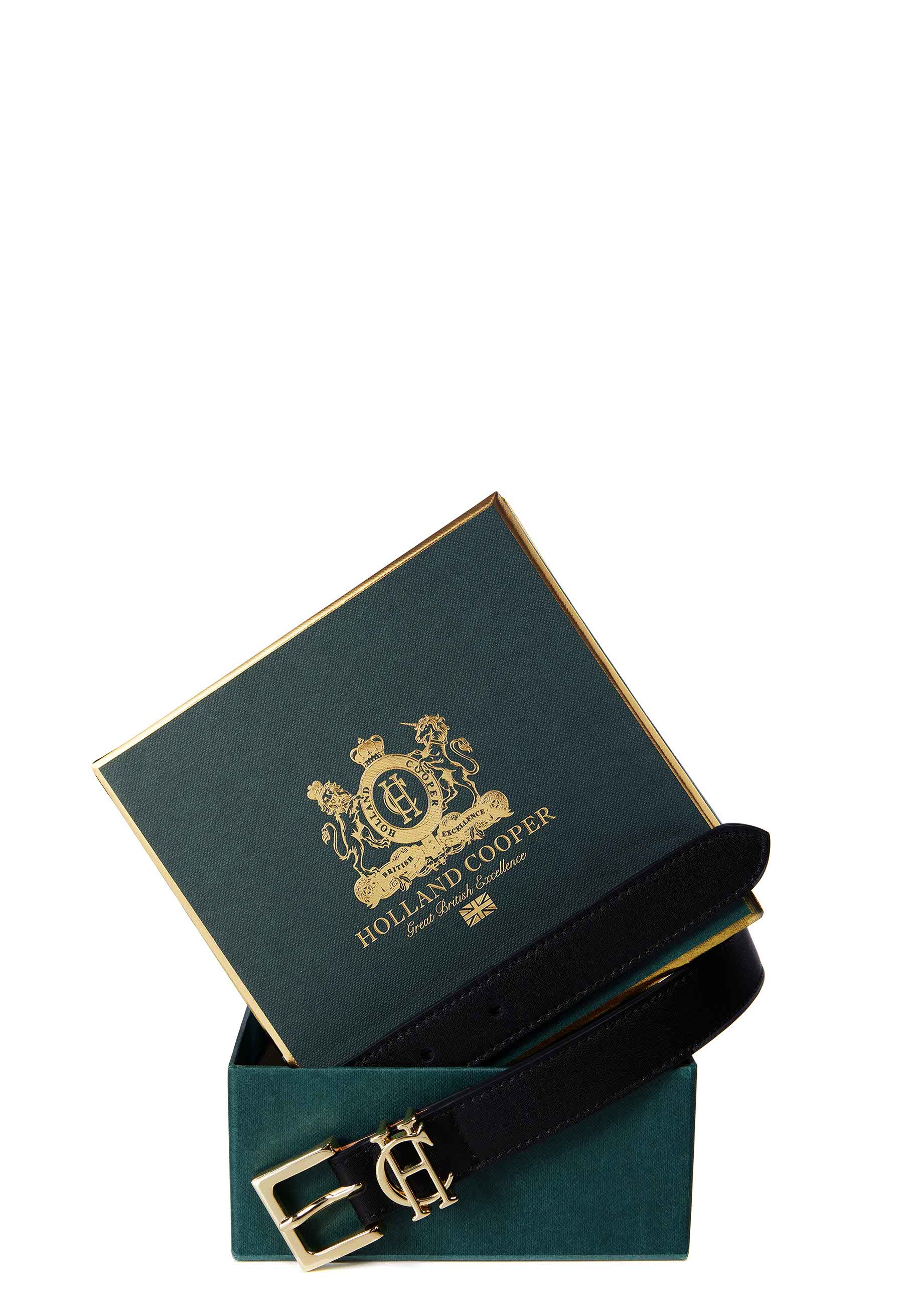 Abbot Leather Belt -   black gold -  S