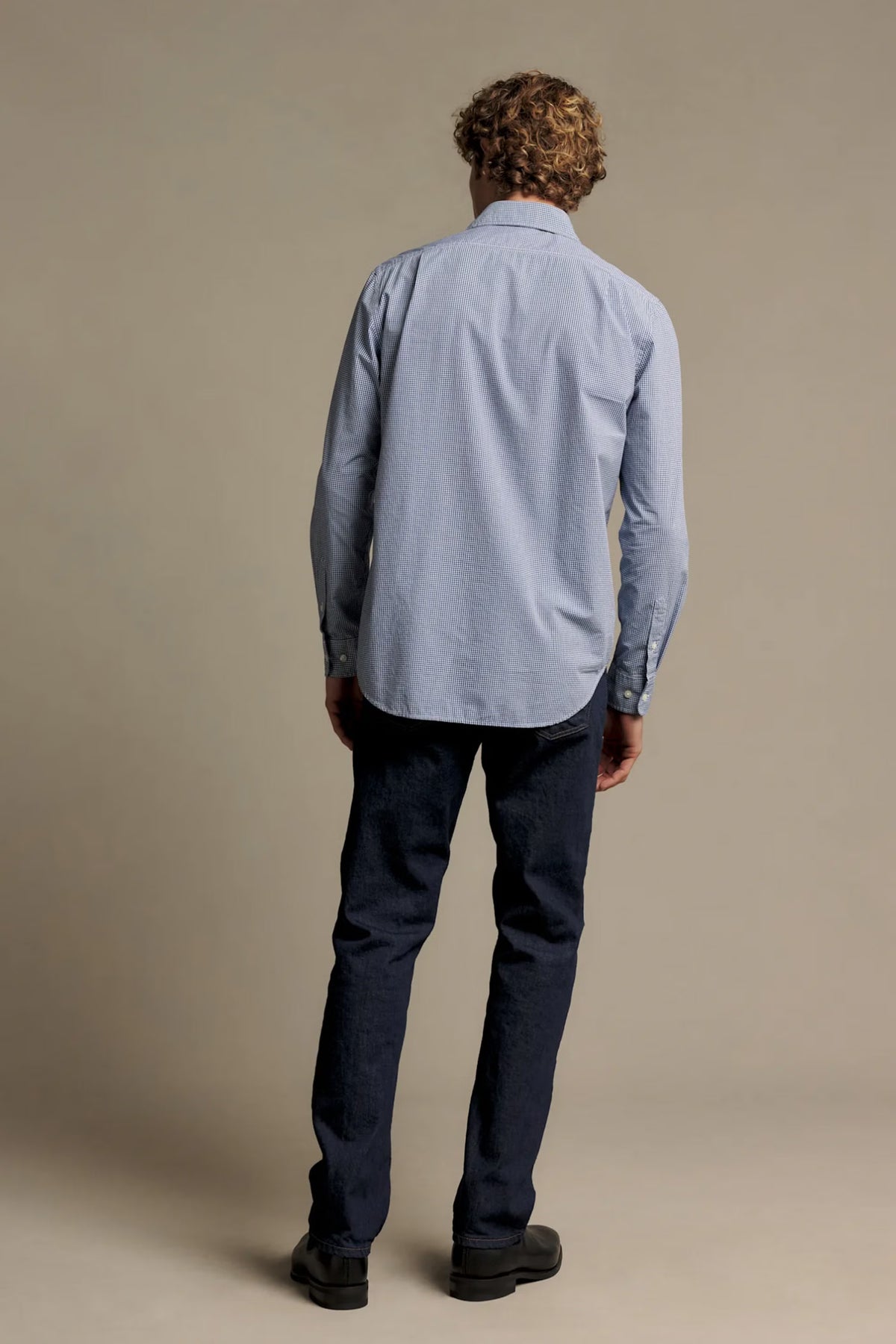 R.M. Williams Auburn Poplin Check Shirt #Colour_Navy/White