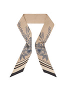 Fairfax & Favor Beige/Navy/Black Mannington Twill Silk Scarf #Colour_Beige/Navy/Black