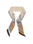 Fairfax & Favor Off White/Navy/Orange Mannington Twill Silk Scarf #Colour_Off White/Navy/Orange