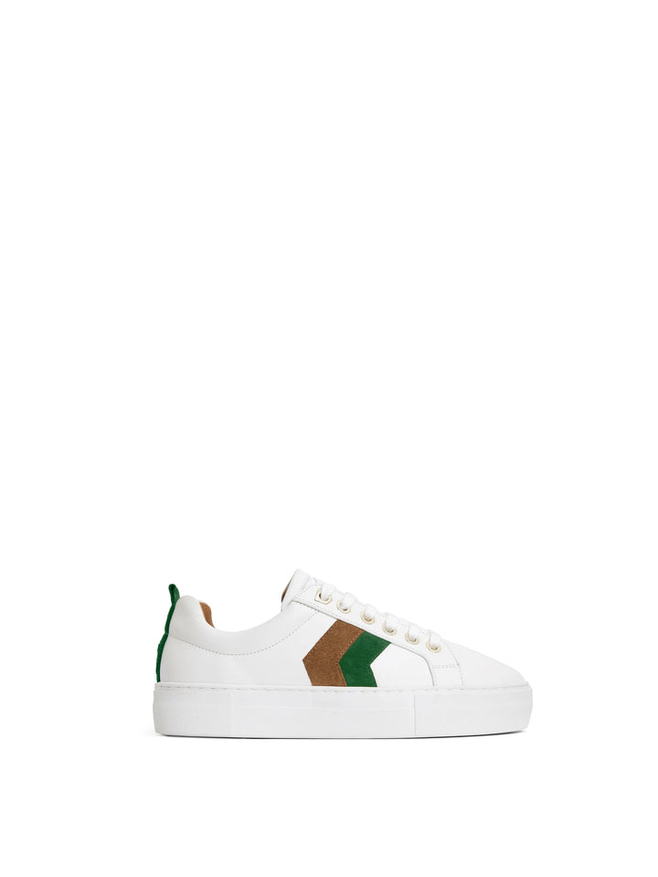Fairfax & Favor Clover Green/Tan Platform Alexandra Trainer #Colour_Clover Green/Tan