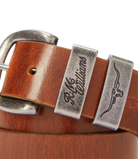 R.M. Williams Mid Brown Drover Belt- Dark Bronze Buckle #Colour_Mid Brown