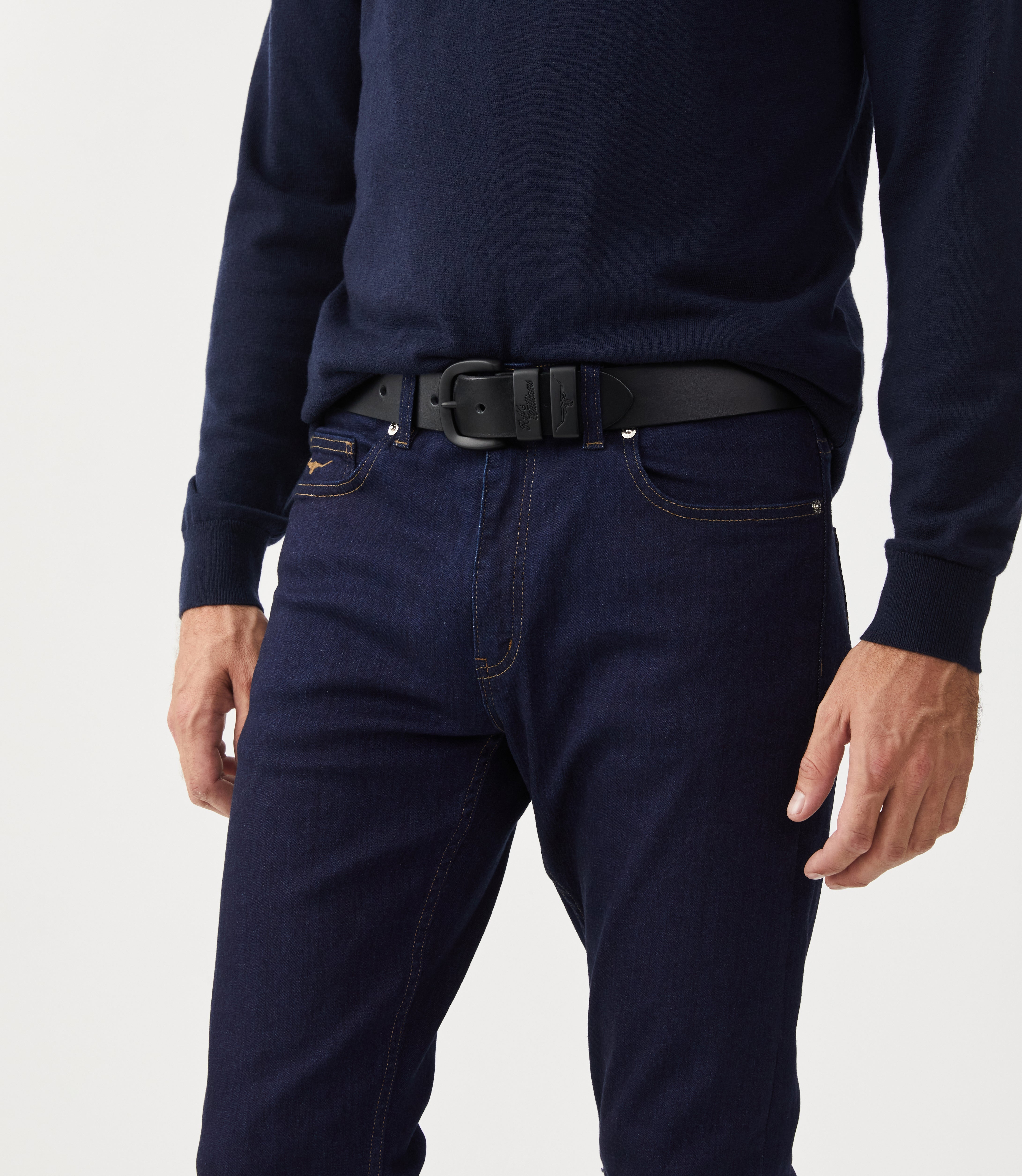 R.M. Williams Drover Belt #Colour_Black/Black