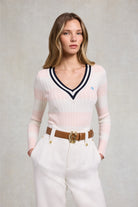 Holland Cooper Blush Natural Stripe Badminton Knit #Colour_Blush Natural Stripe