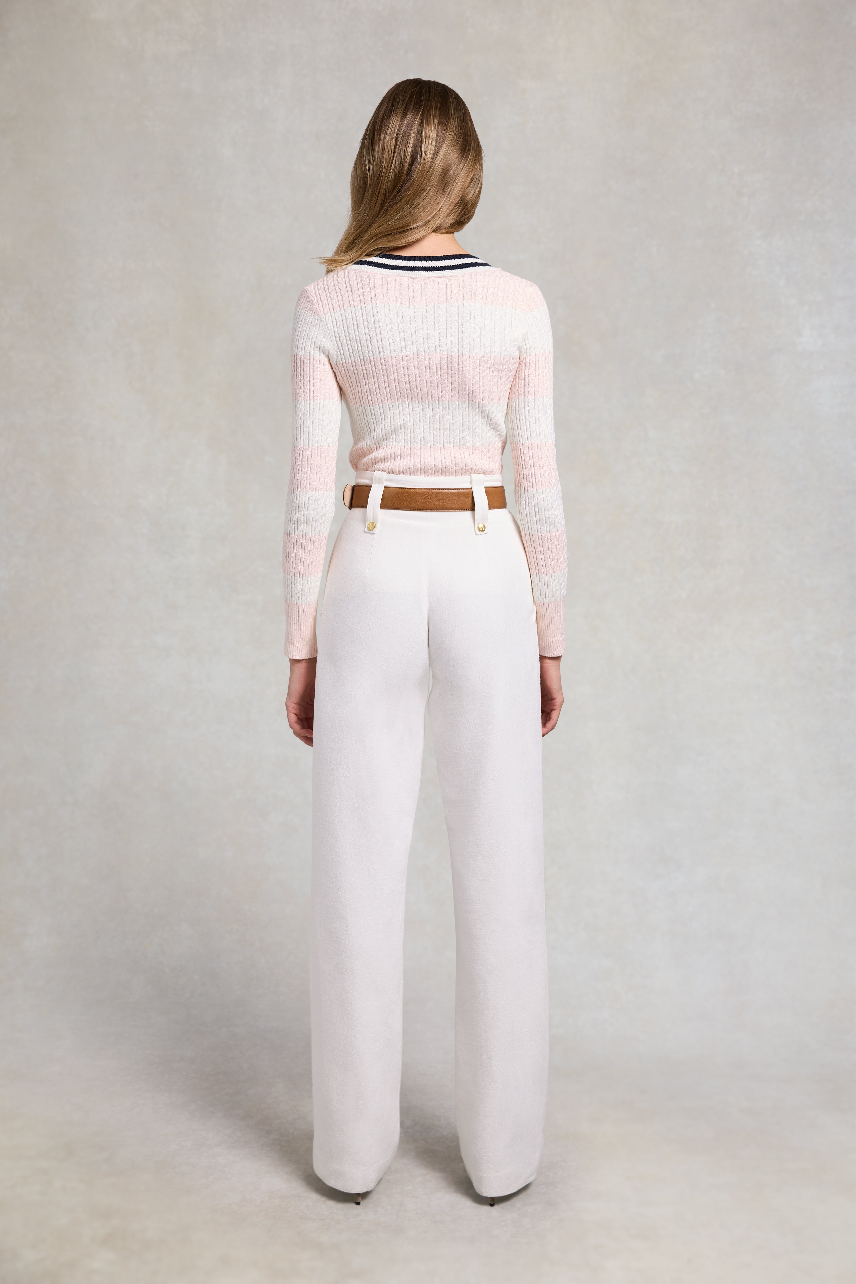 Holland Cooper Blush Natural Stripe Badminton Knit #Colour_Blush Natural Stripe
