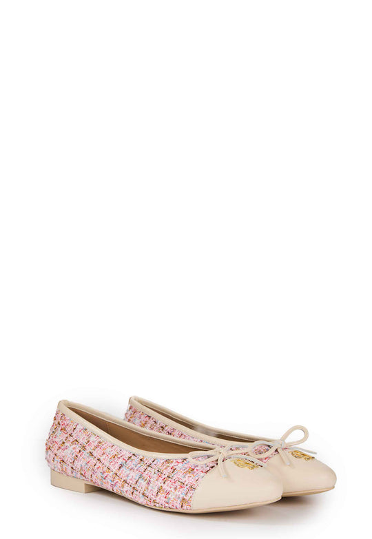 Holland Cooper Pink Sparkle Boucle Ballet Shoe Boucle #Colour_Pink Sparkle Boucle