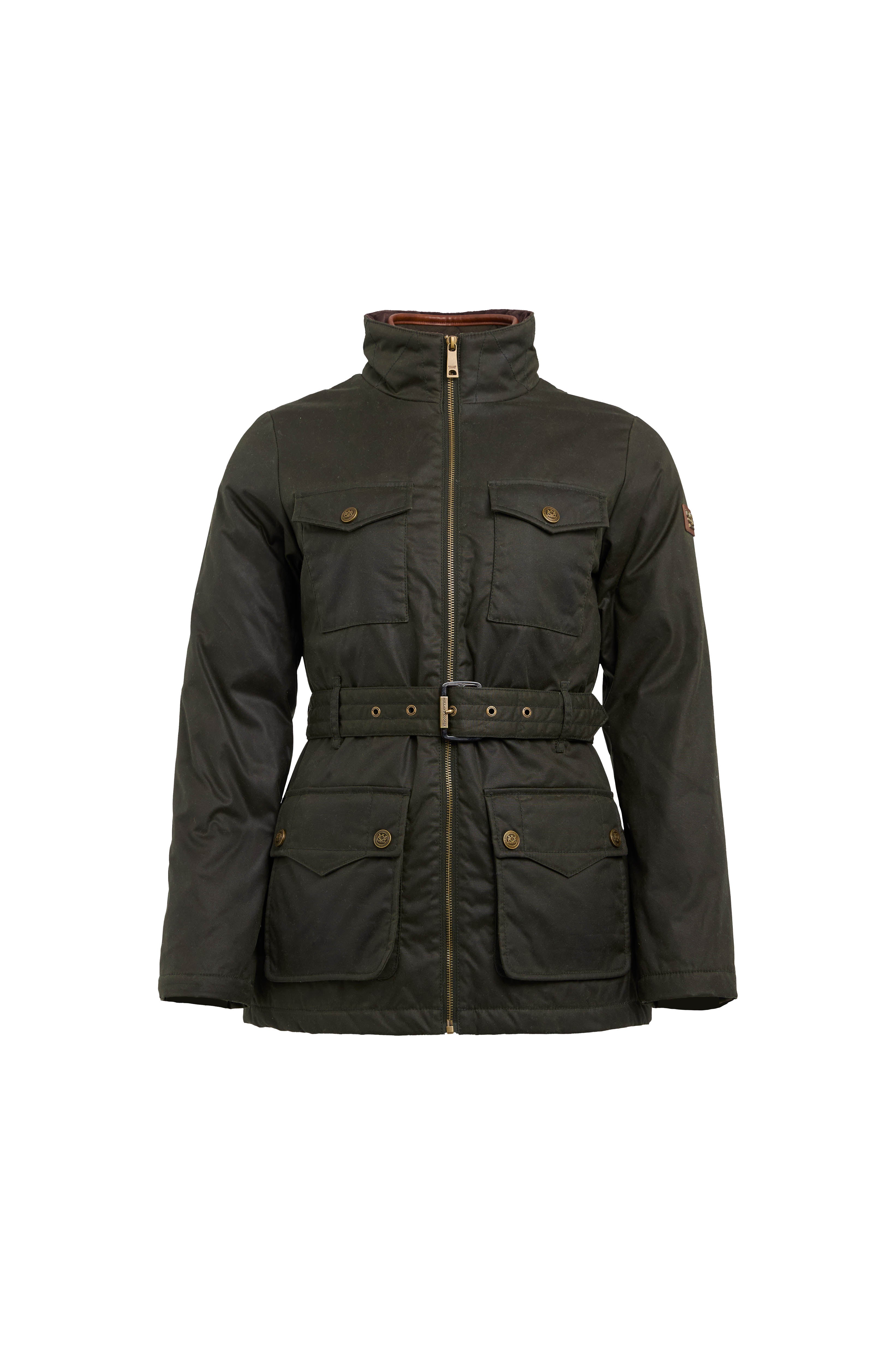 Belted Waxed Jacket -   dark olive -  XL - View 48