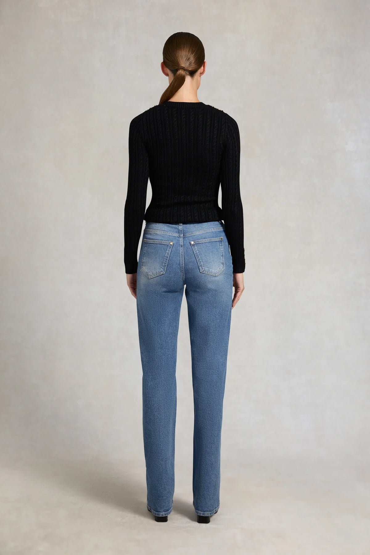 Holland Cooper Seattle Cable Crew Knit #Colour_Black