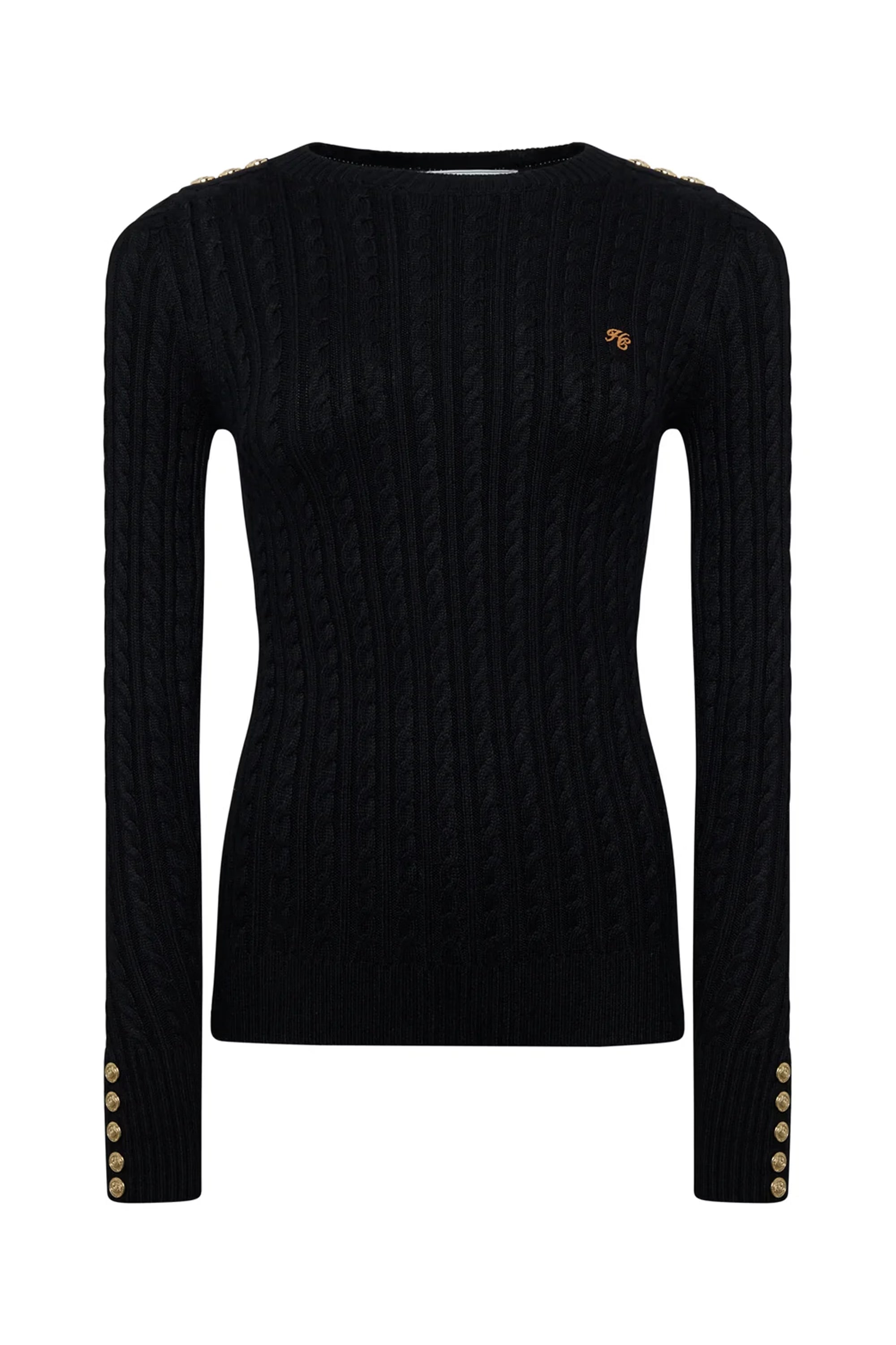 Holland Cooper Seattle Cable Crew Knit #Colour_Black