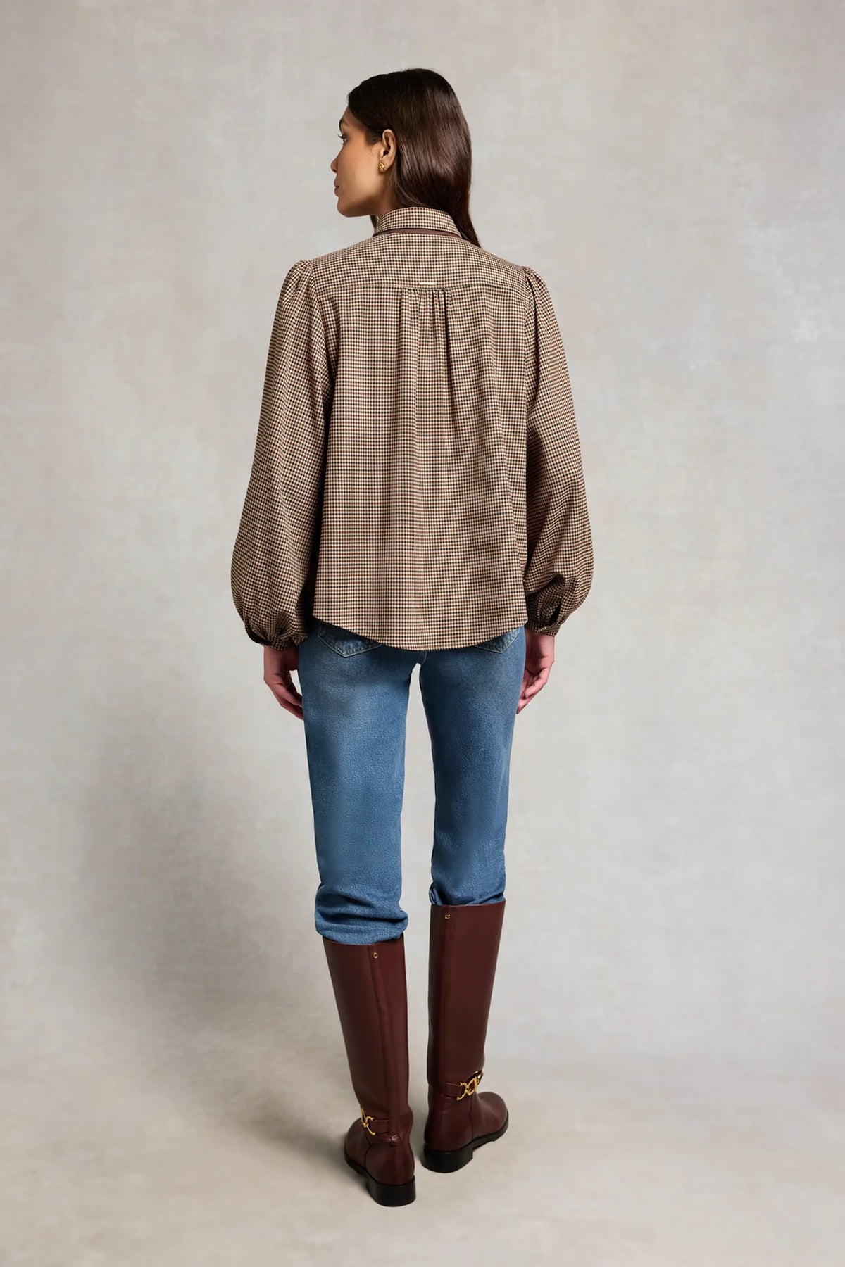 Holland Cooper Burford Blouse #Colour_Coffee Gingham