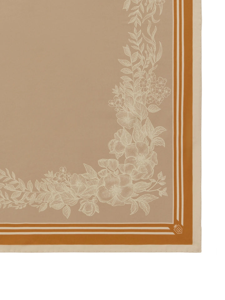 Fairfax & Favor Beige/Off White/Orange Mannington Silk Scarf #Colour_Beige/Off White/Orange