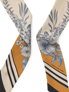 Fairfax & Favor Off White/Navy/Orange Mannington Twill Silk Scarf #Colour_Off White/Navy/Orange