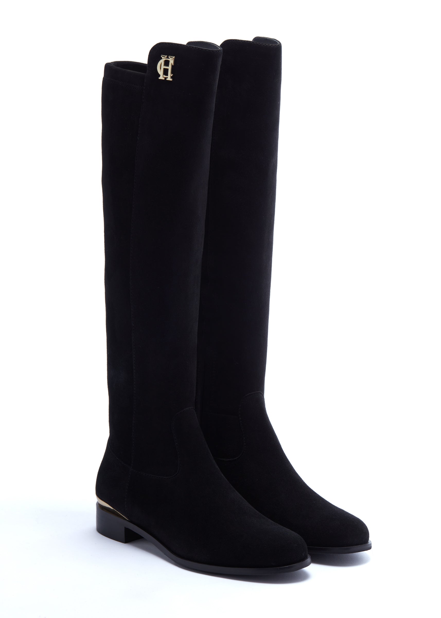 Holland Cooper Black Albany Knee Boot #Colour_Black