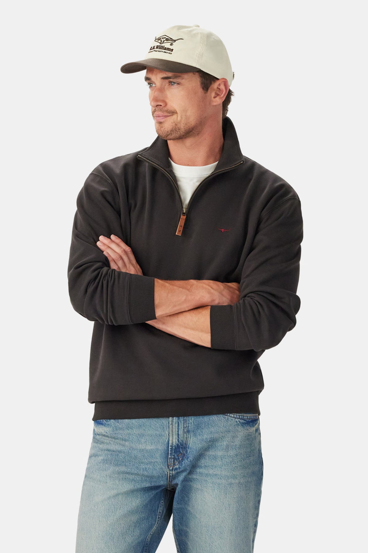 R.M. Williams Mulyungarie 1/4 Zip Sweatshirt #Colour_Charcoal