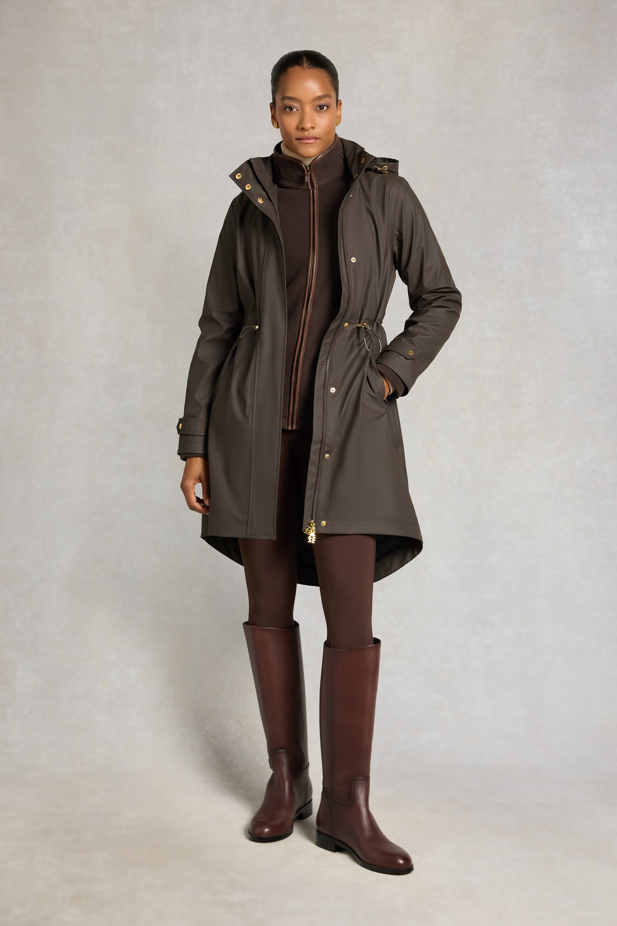 Holland Cooper Chartwell Waterproof Parka #Colour_Chocolate