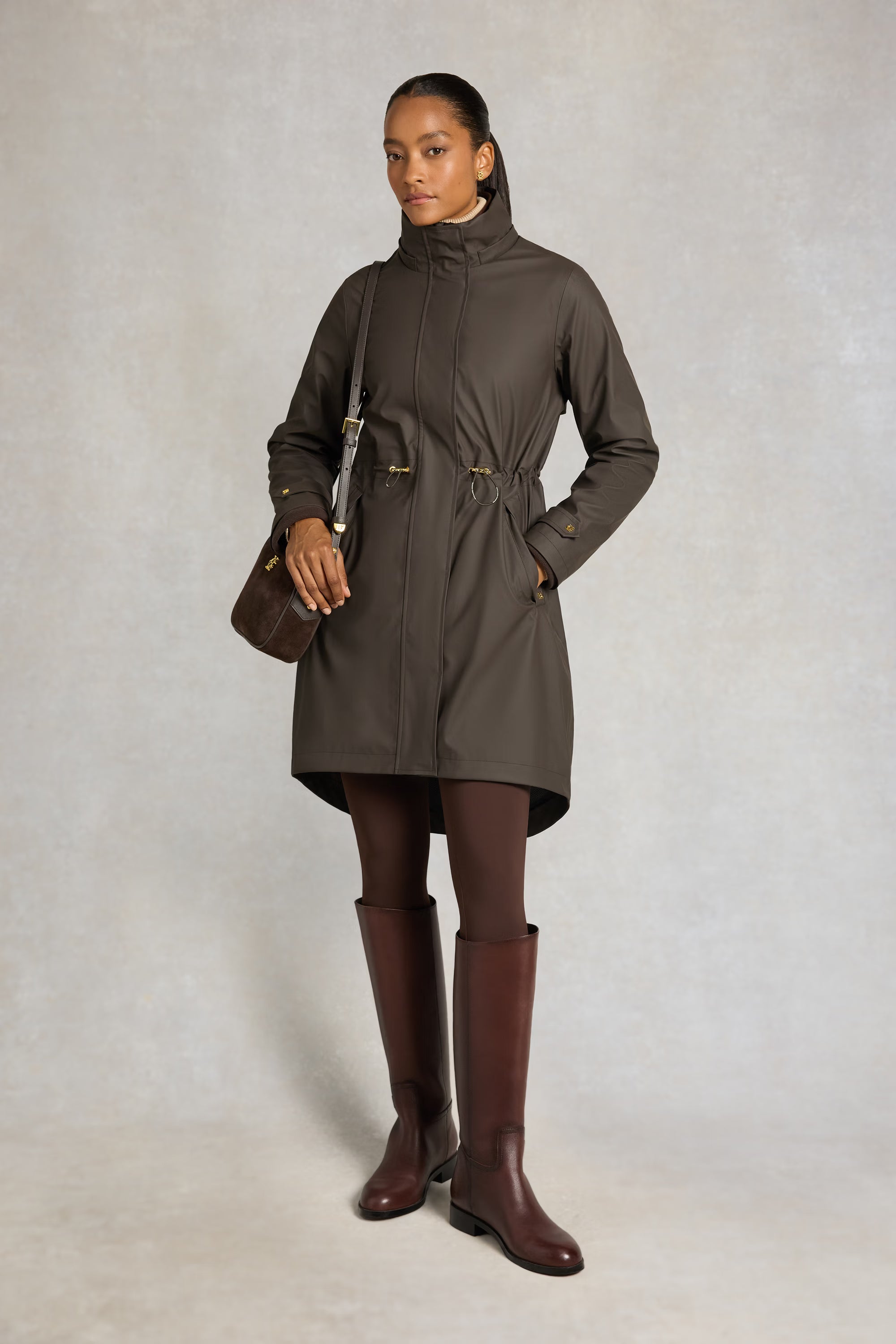 Holland Cooper Chartwell Waterproof Parka #Colour_Chocolate