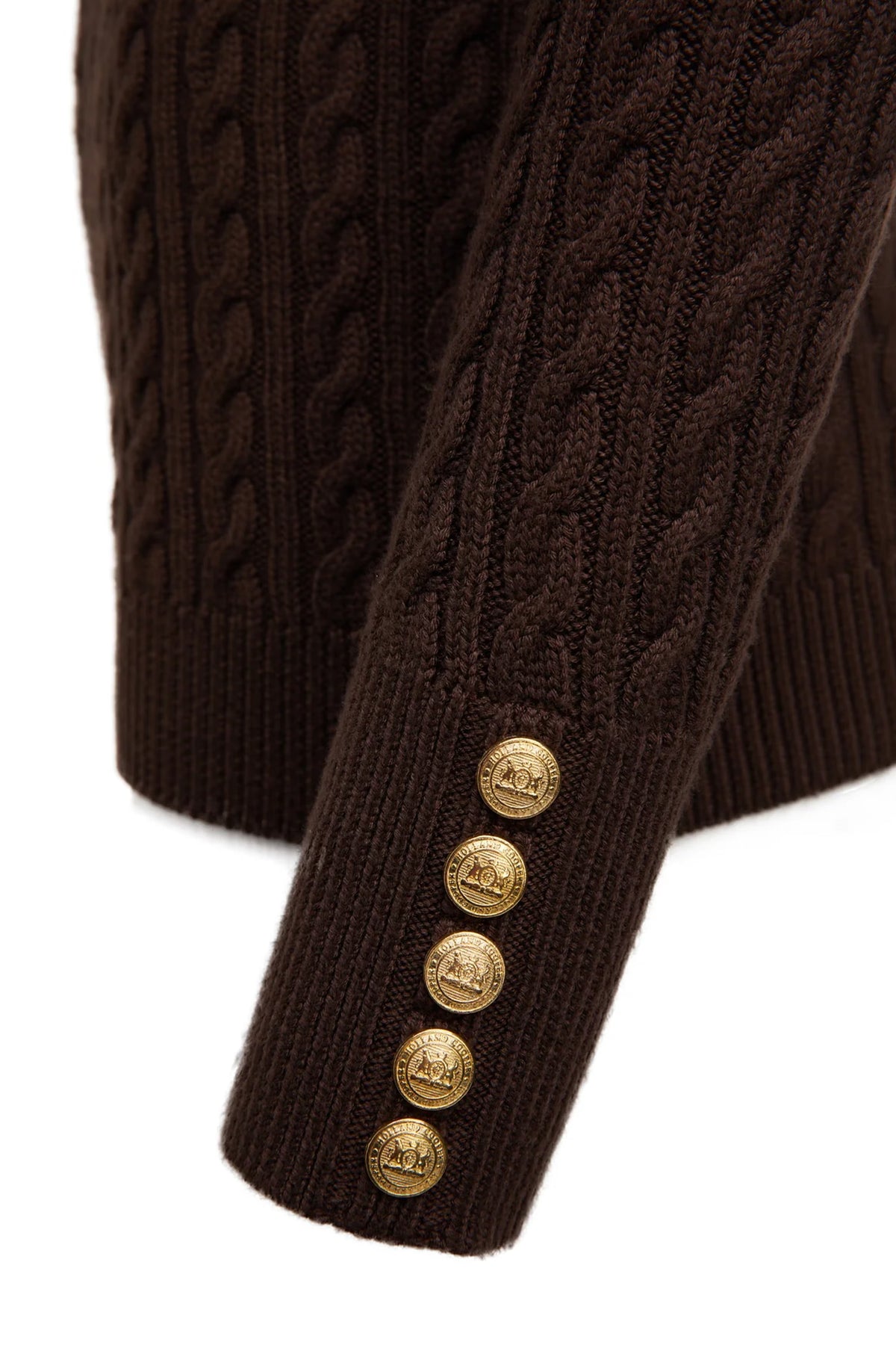 Holland Cooper Seattle Roll Neck Cable Knit #Colour_Chocolate