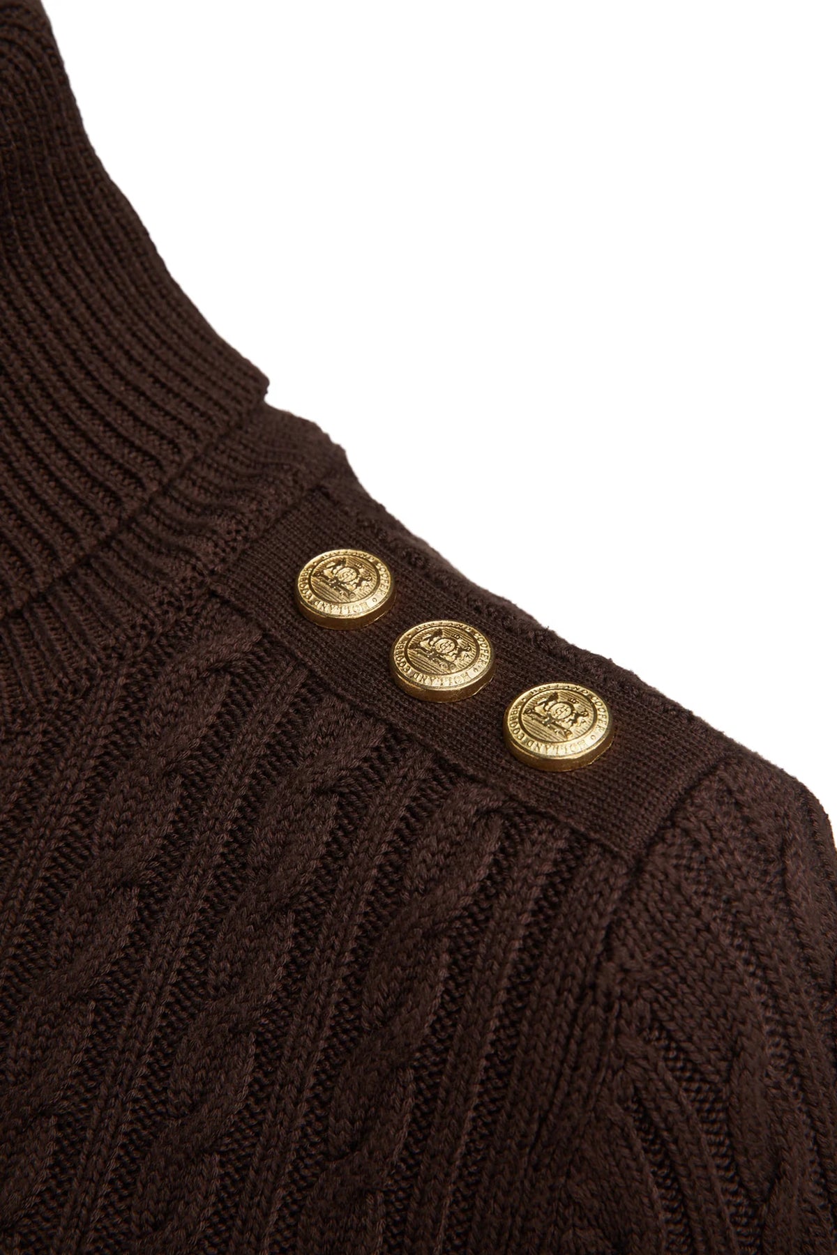 Holland Cooper Seattle Roll Neck Cable Knit #Colour_Chocolate