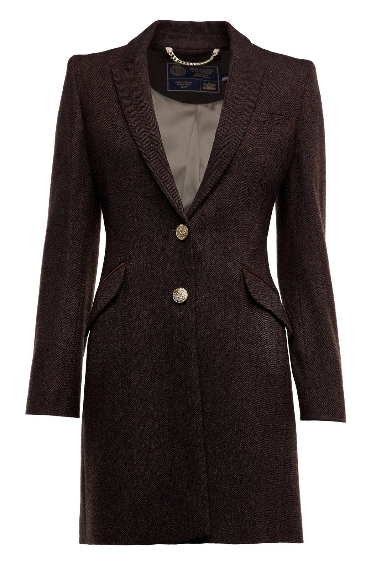 Holland Cooper Highgrove Coat #Colour_Chocolate Herringbone