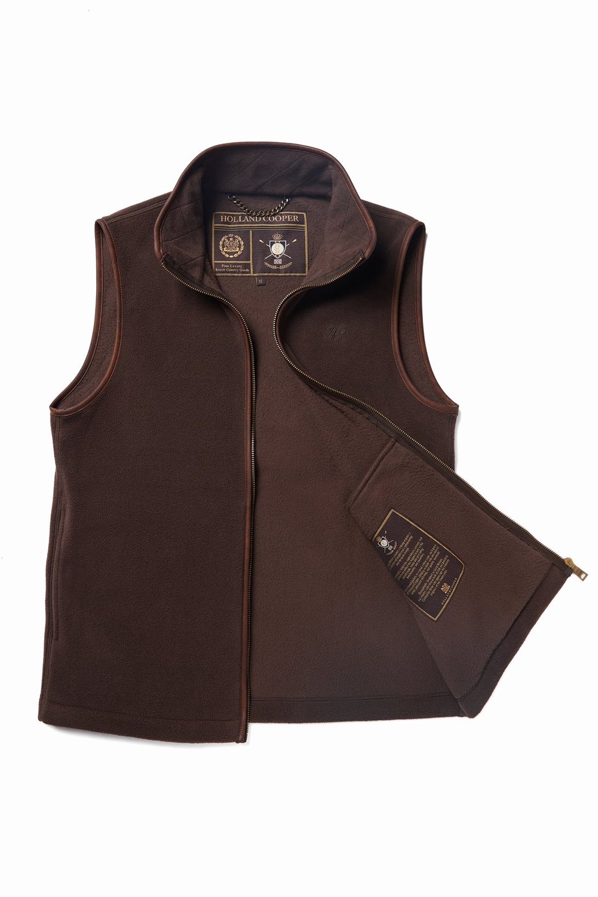Holland Cooper Men's Country Fleece Gilet #Colour_Chocolate