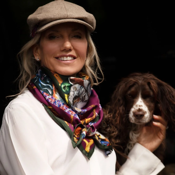 Clare Haggas Large Square Silk Scarf #Colour_Claret & Navy