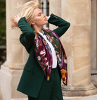 Clare Haggas Large Square Silk Scarf #Colour_Claret & Navy