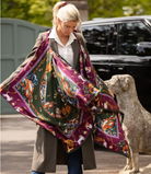 Clare Haggas Large Square Silk Scarf #Colour_Claret & Navy