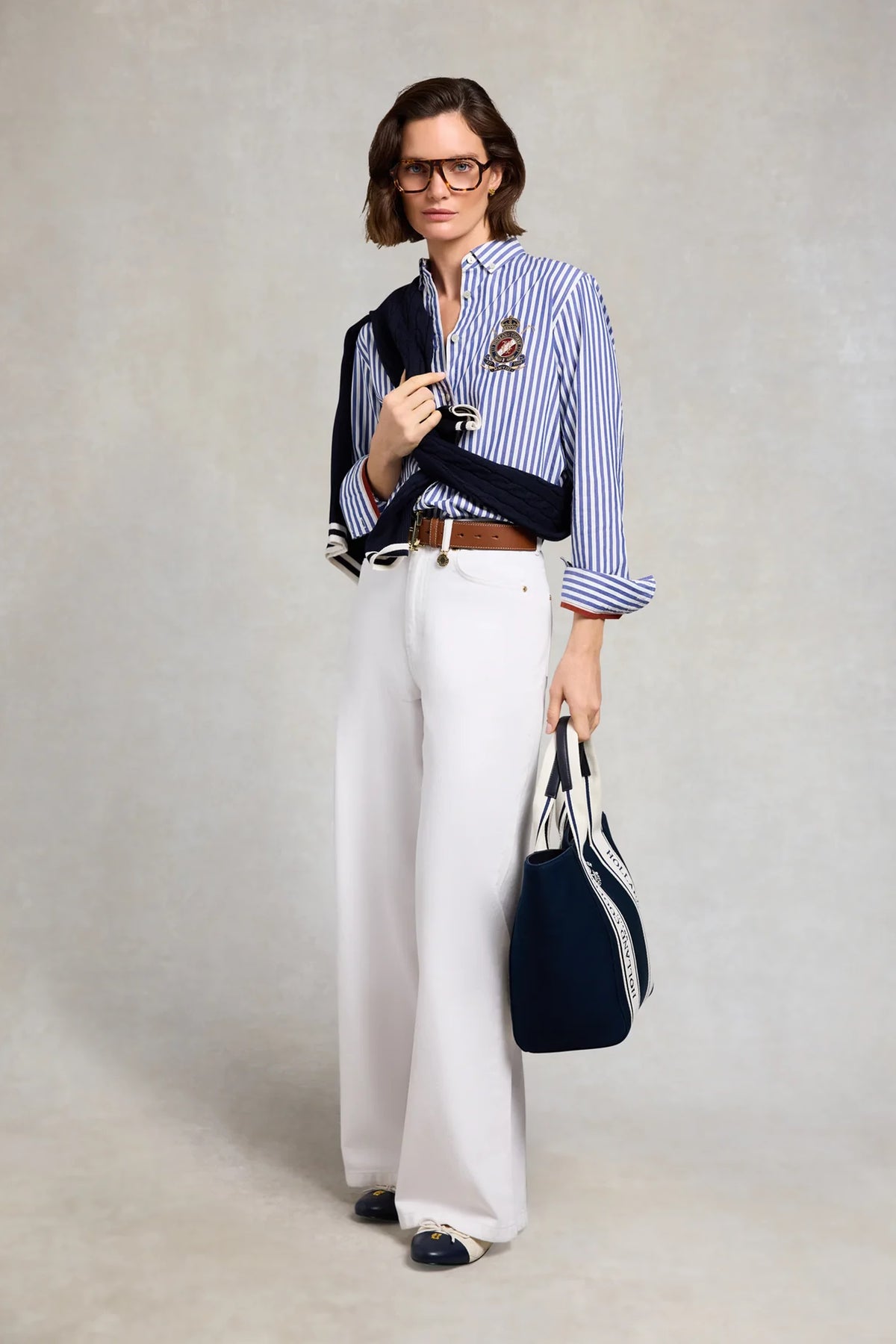 Holland Cooper Classic Button Down Shirt #Colour_Navy Stripe