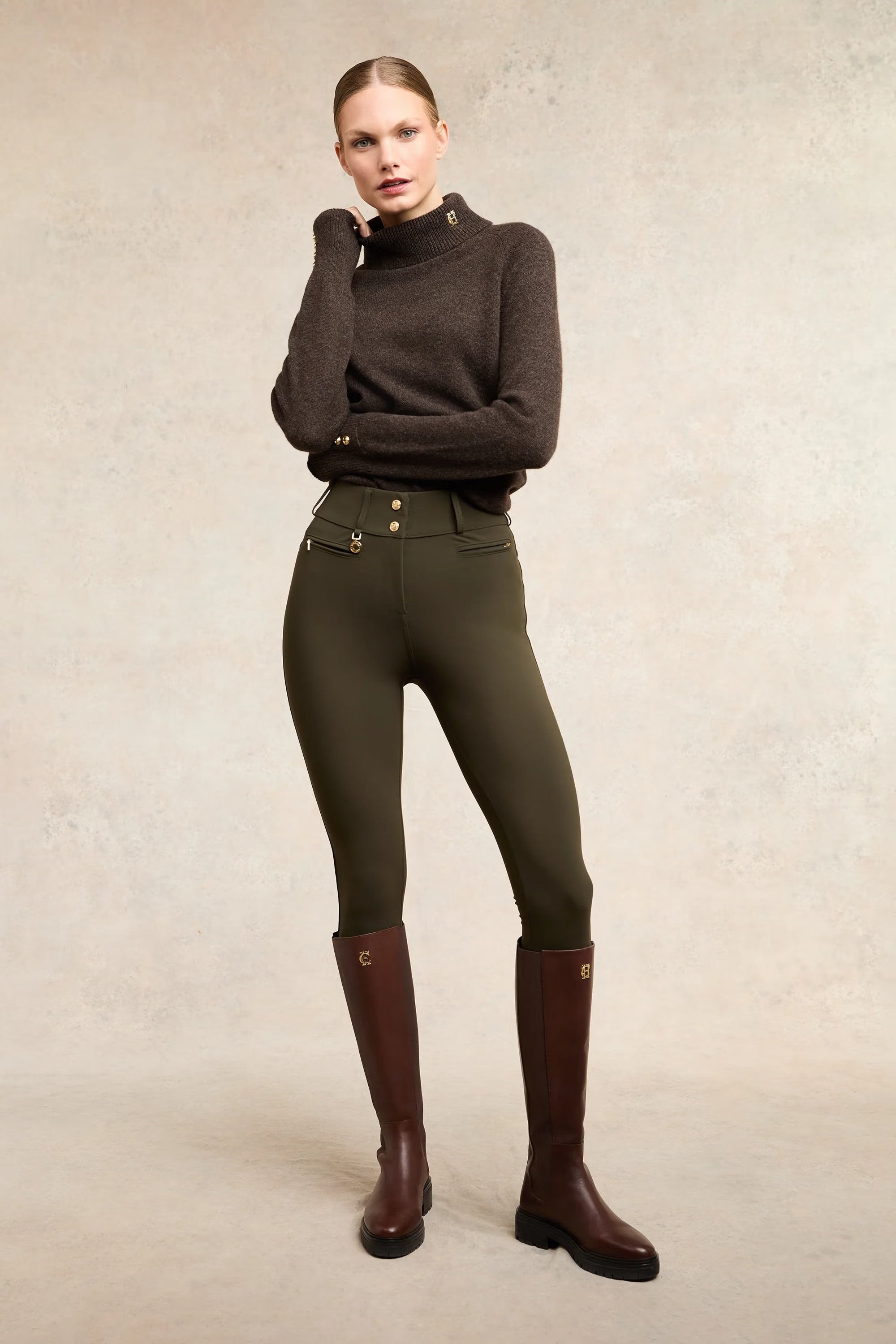 Holland Cooper Contour Trouser #Colour_Dark Olive