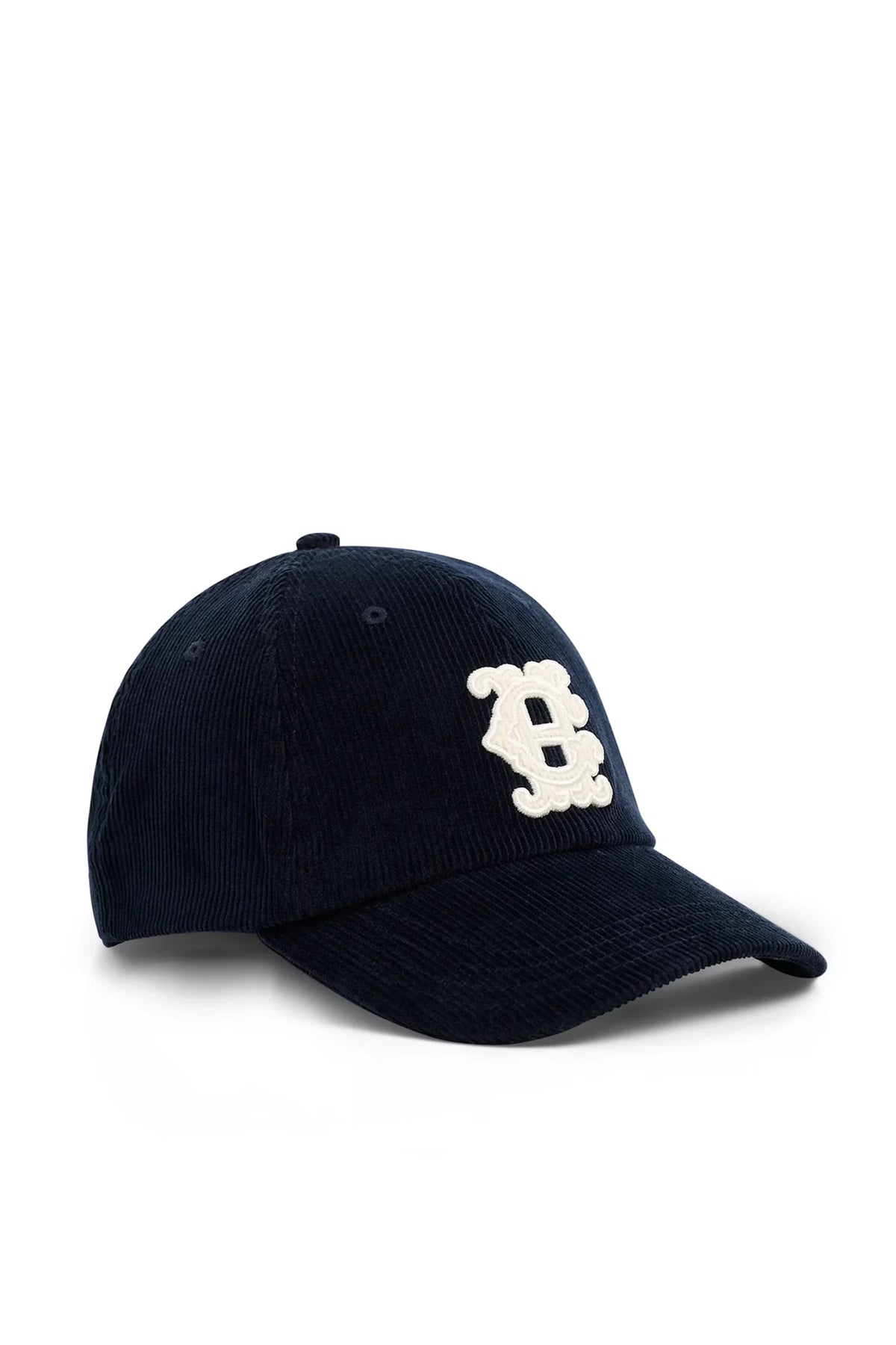 Holland Cooper Corduroy Heraldic Cap #Colour_Navy Ecru