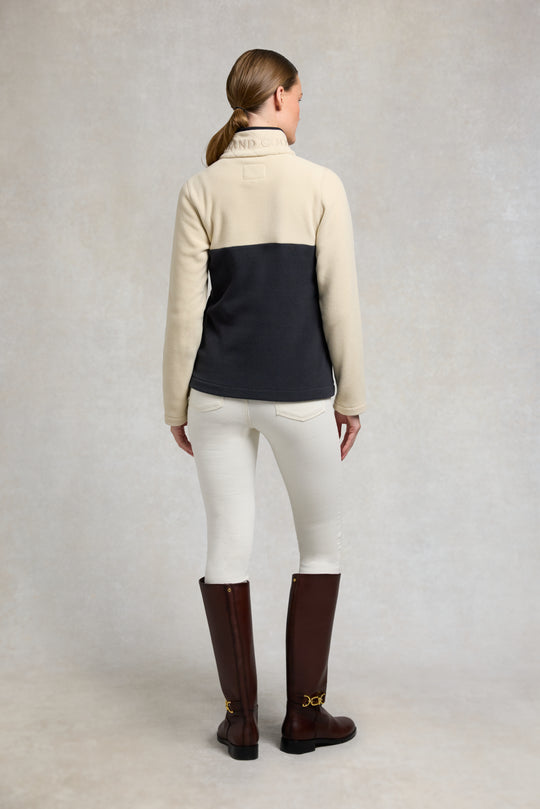 Holland Cooper Ecru/Navy Country Quarter Zip Jacket #Colour_Ecru/Navy