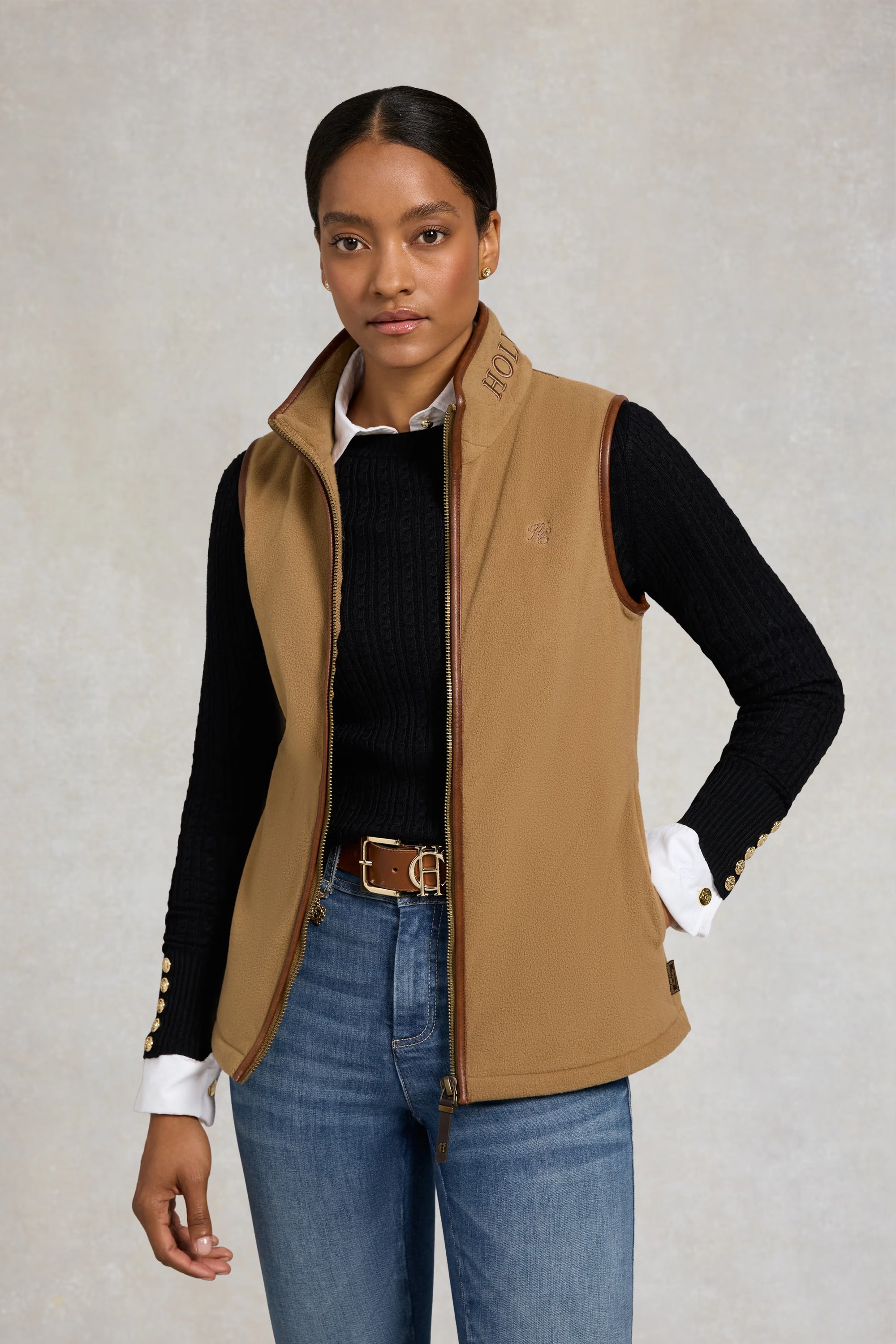 Holland Cooper Country Fleece Gilet #Colour_Coffee