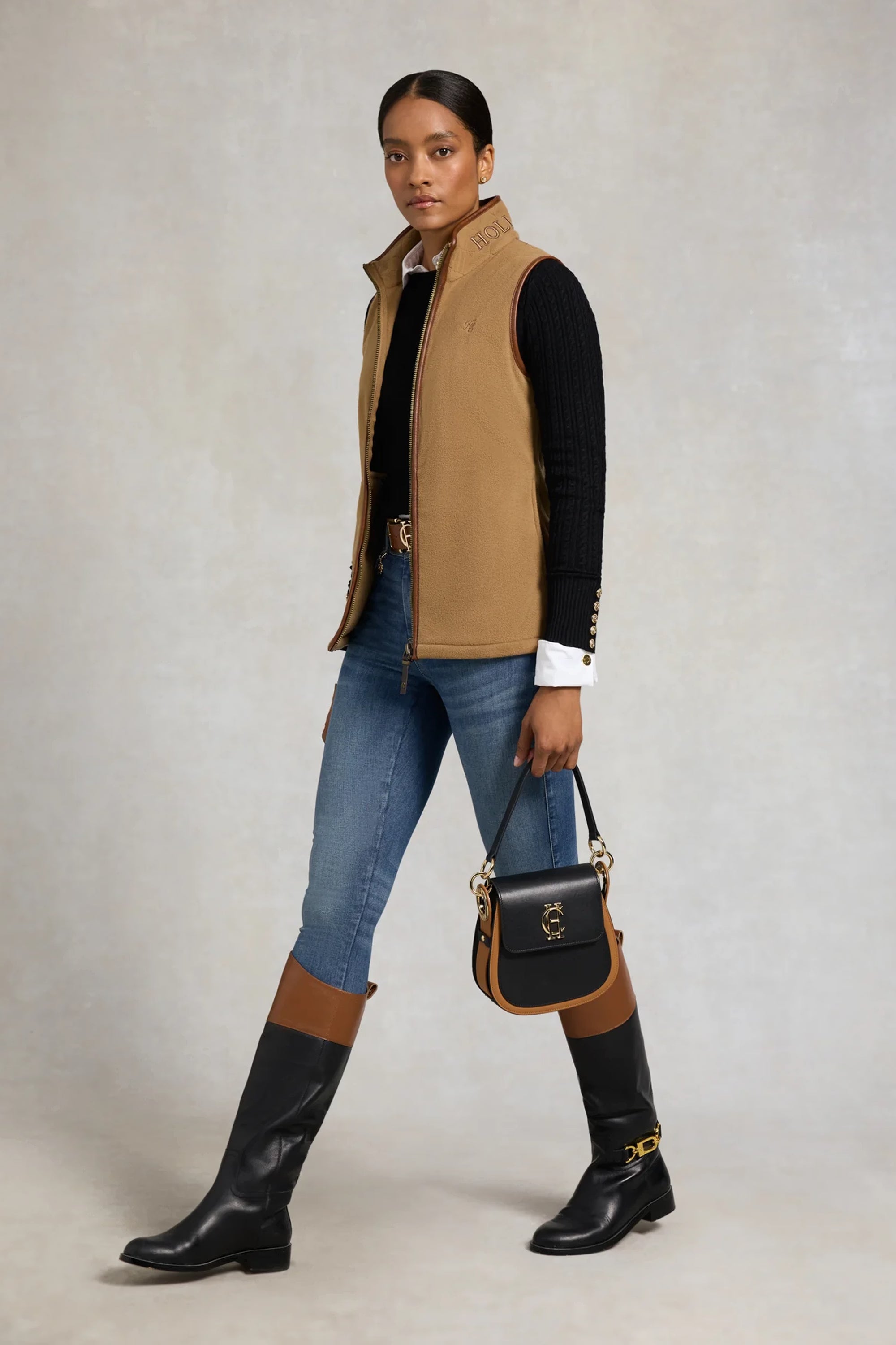 Holland Cooper Country Fleece Gilet #Colour_Coffee