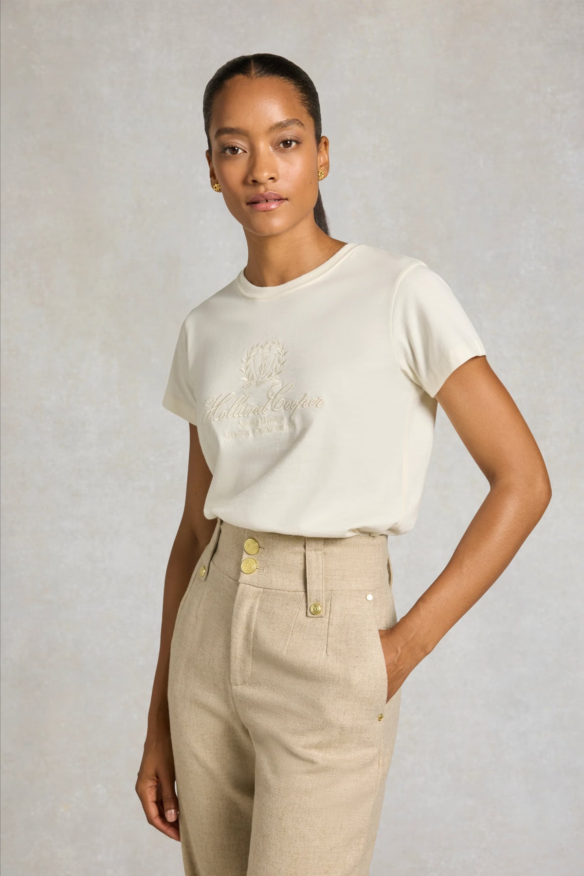Holland Cooper Ivy League Tee #Colour_Cream