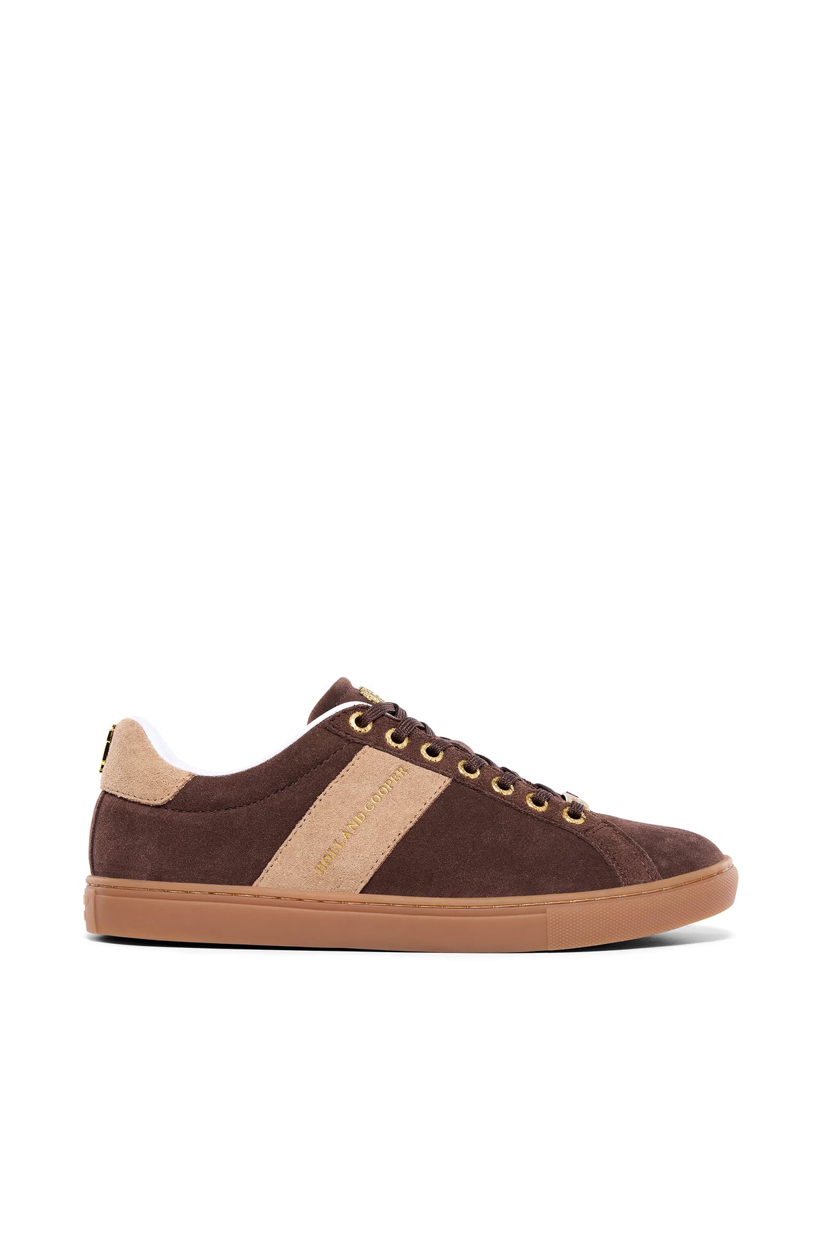 Holland Cooper Knightsbridge Court Trainer #Colour_Dark Chocolate/Taupe