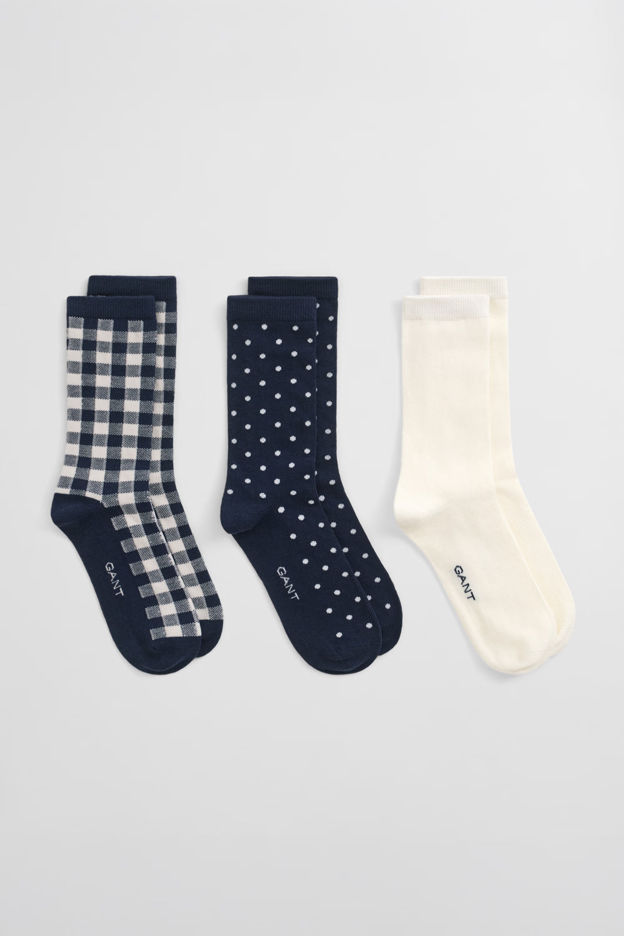 GANT Dot & Gingham Check Socks 3 Pack #Colour_Evening Blue