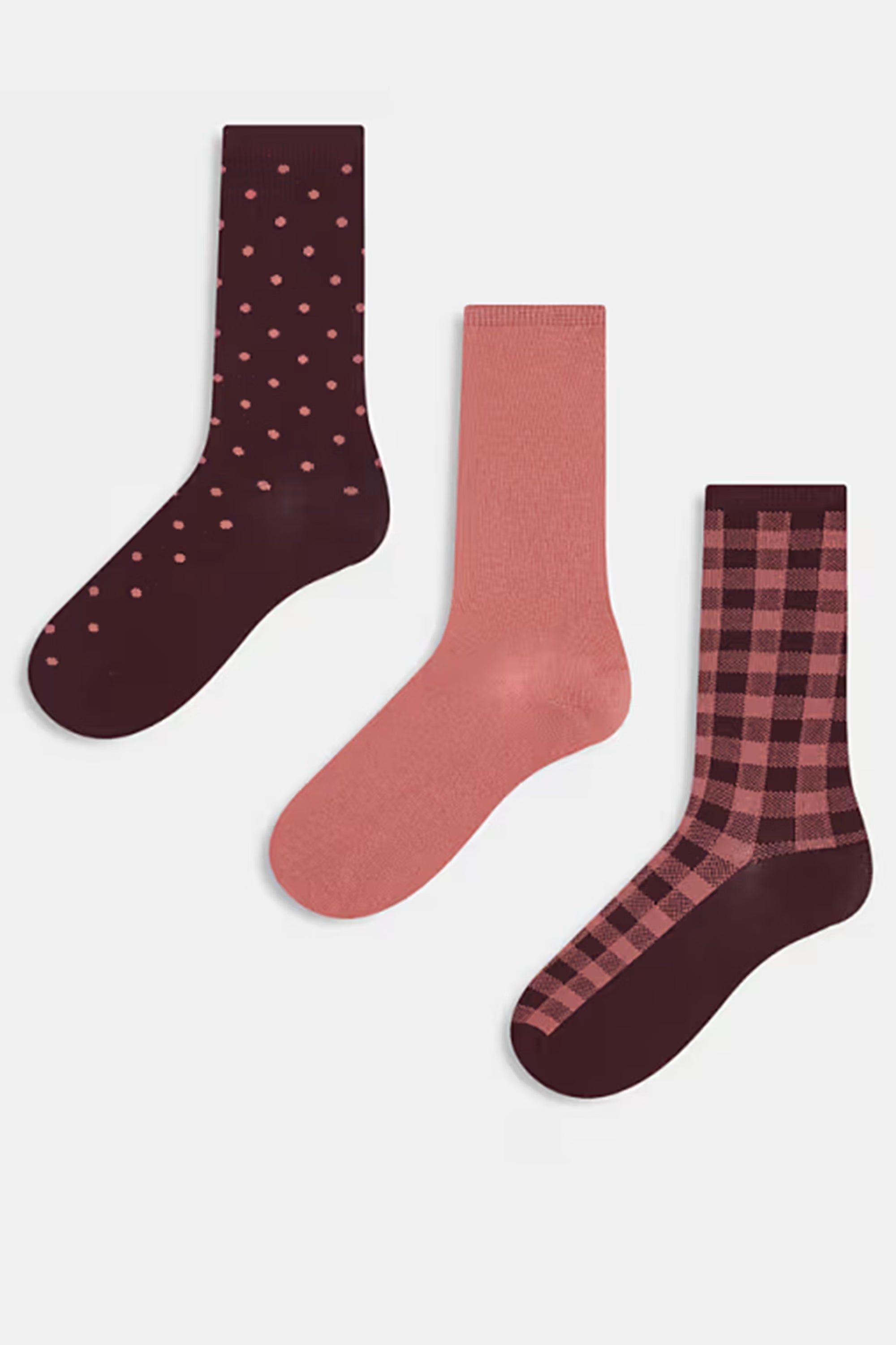 GANT Dot & Gingham Check Socks 3 Pack #Colour_Plum Wine