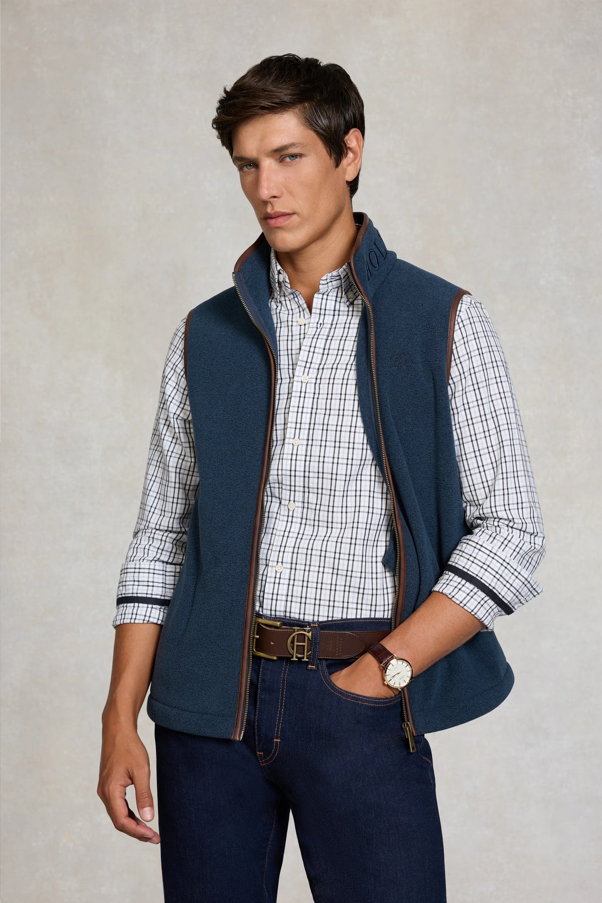 Holland Cooper Men's Country Fleece Gilet #Colour_Dusty Blue