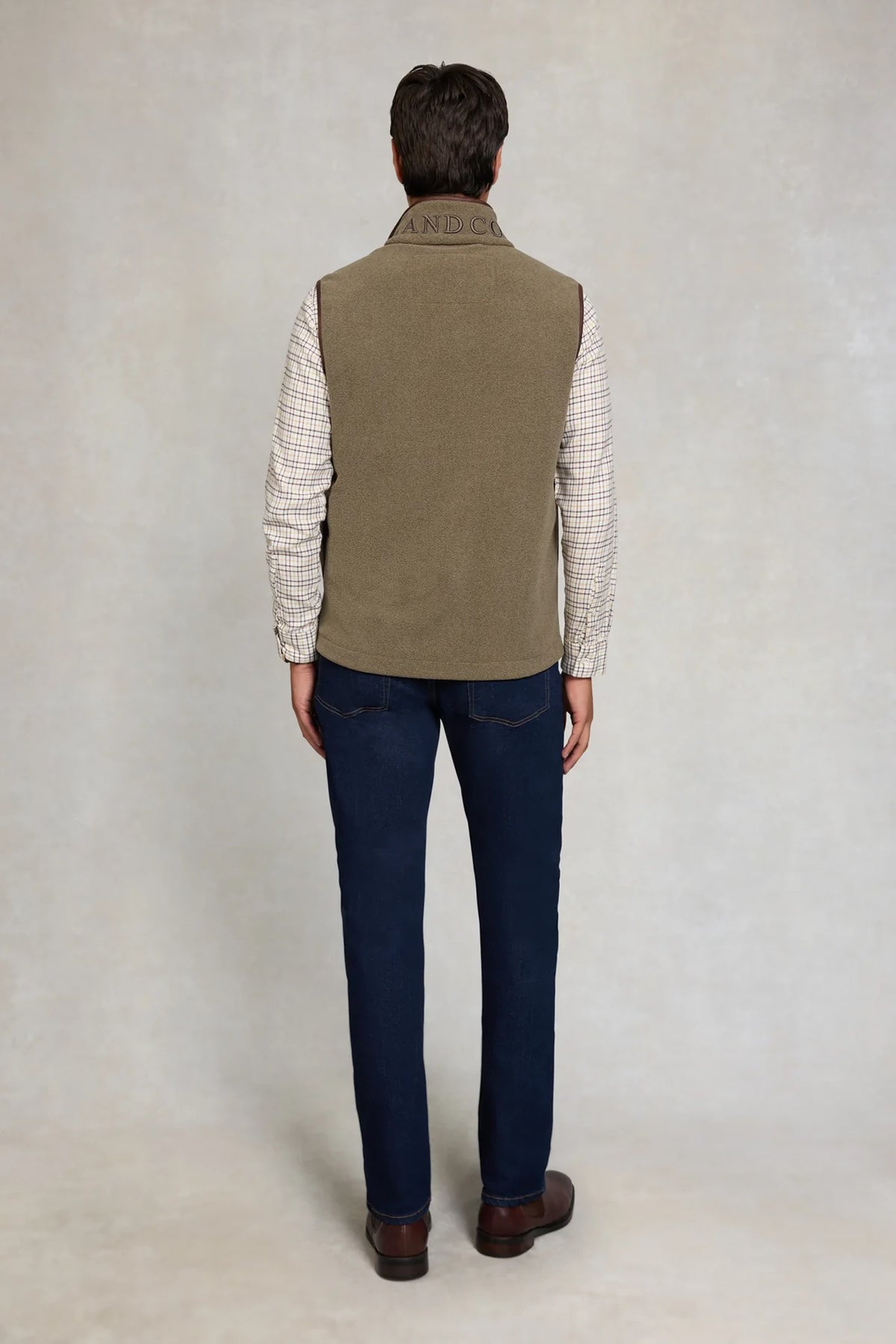 Holland Cooper Men's Country Fleece Gilet #Colour_Dusty Khaki