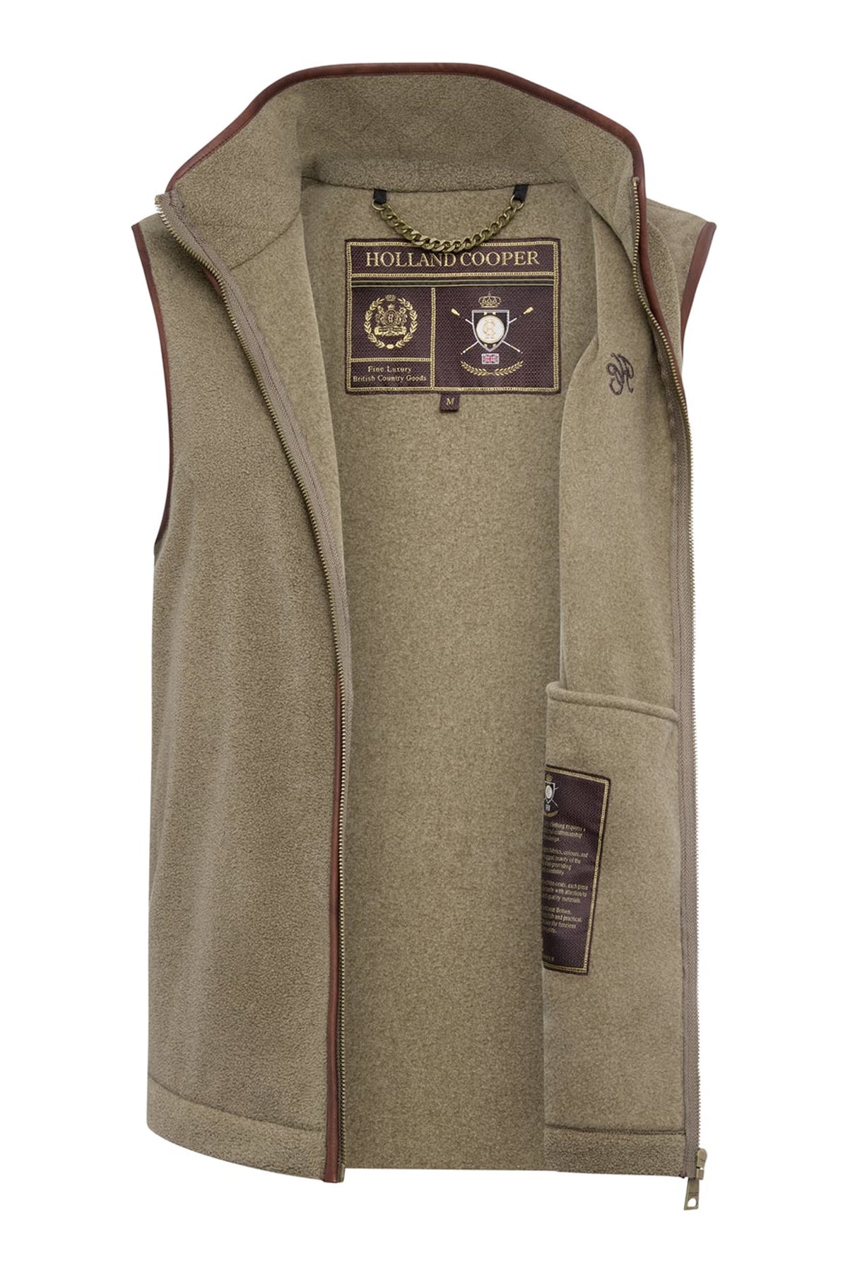 Holland Cooper Men's Country Fleece Gilet #Colour_Dusty Khaki