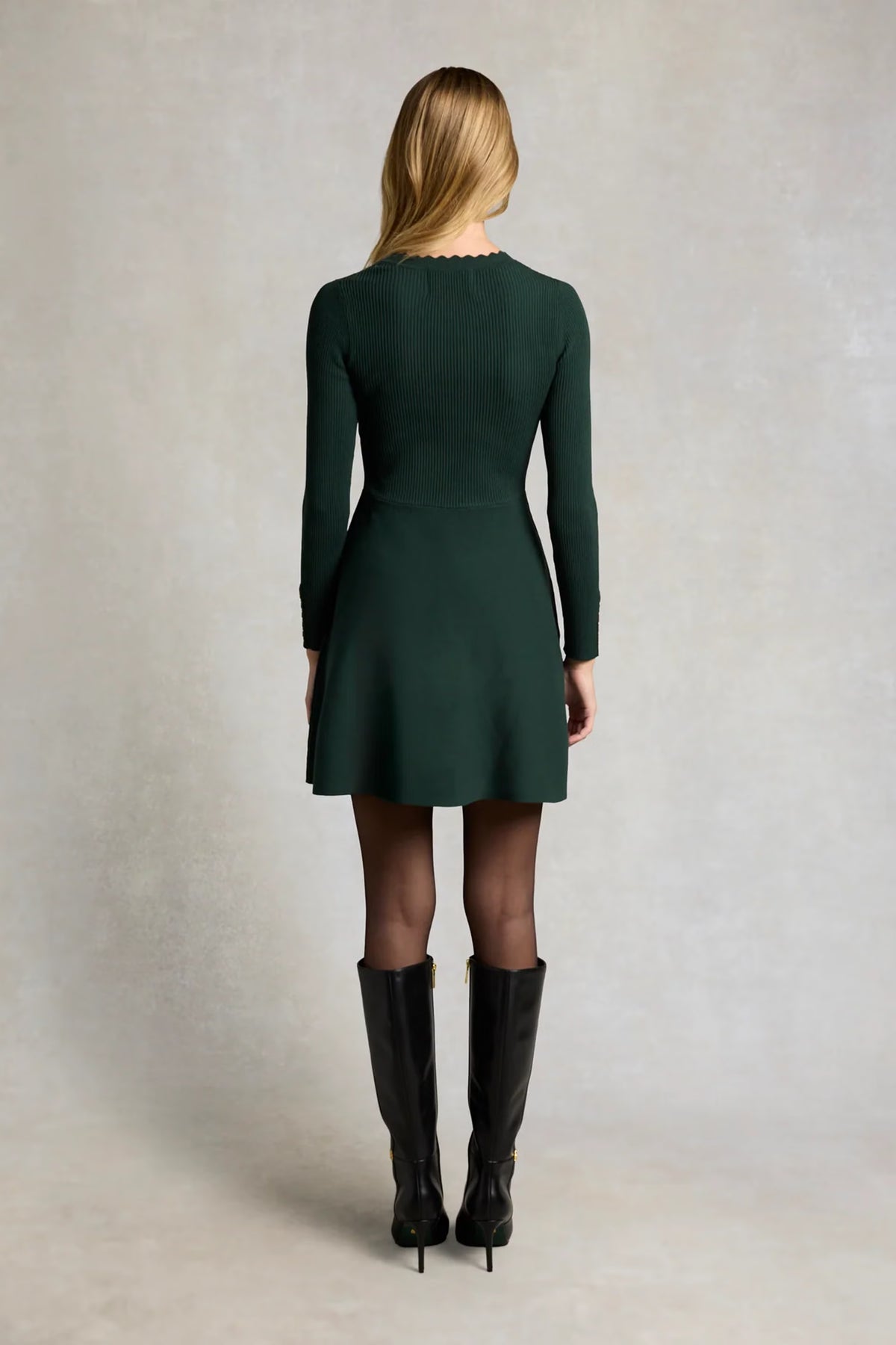 Holland Cooper Spencer Knitted Fit & Flare Dress #Colour_Emerald