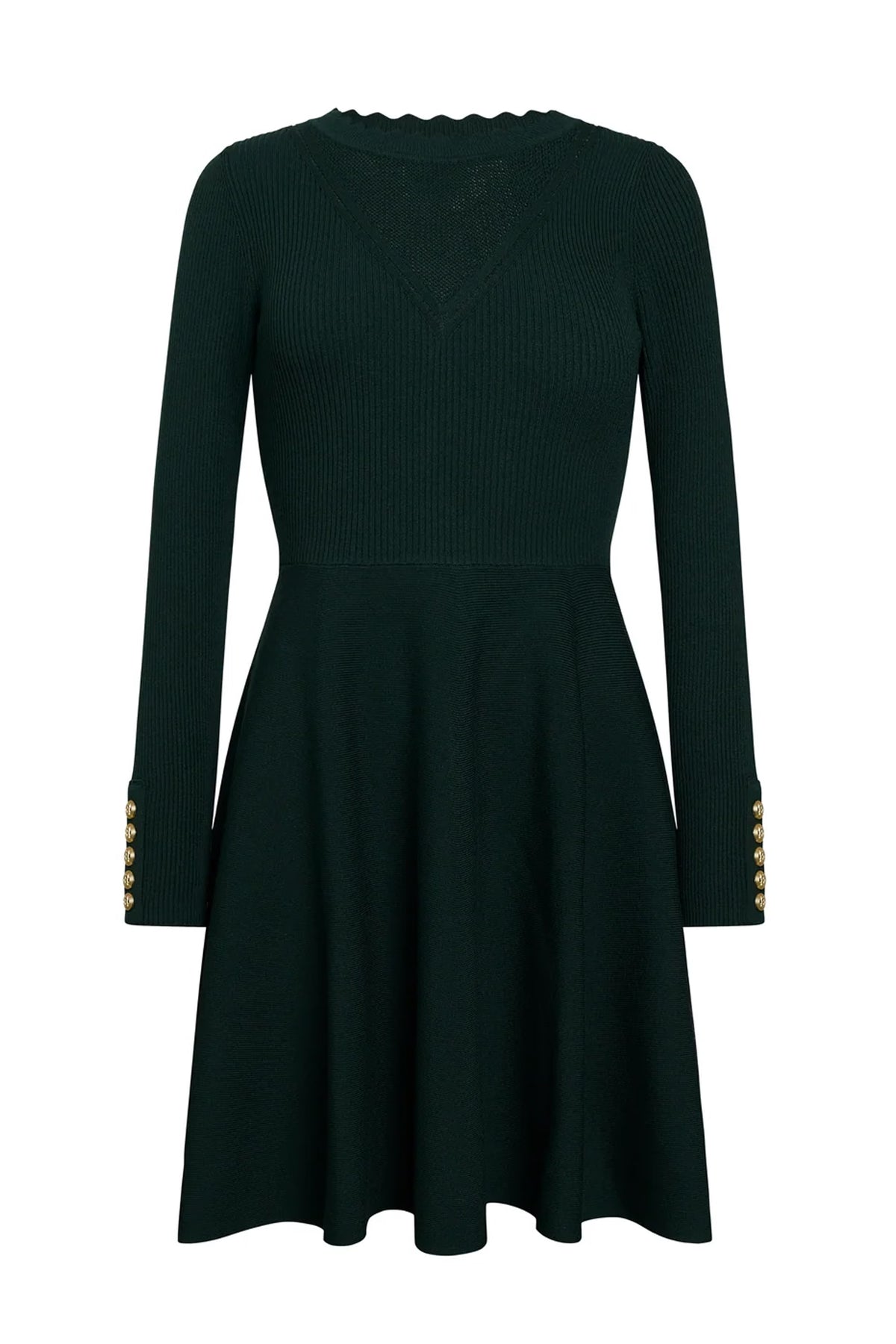 Holland Cooper Spencer Knitted Fit & Flare Dress #Colour_Emerald